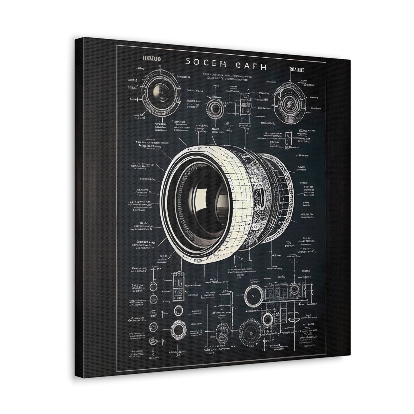 fə-ˈtä-grə-fər | Camera Aperture Technical Schematics | Canvas Gallery Wraps | AI Design Concepts | Version 16
