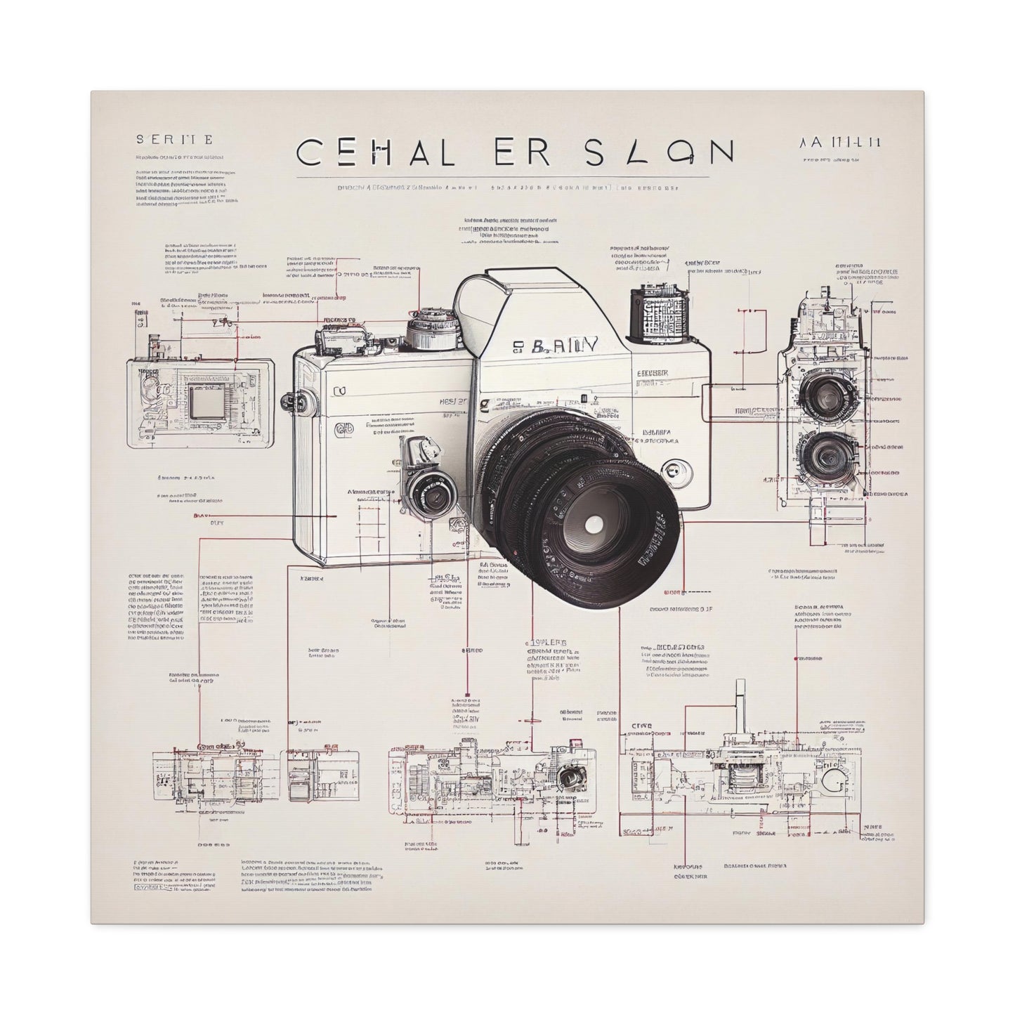 fə-ˈtä-grə-fər | Camera Aperture Technical Schematics | Canvas Gallery Wraps | AI Design Concepts | Version 17