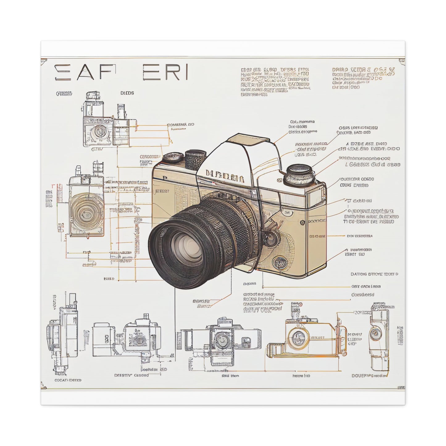 fə-ˈtä-grə-fər | Camera Aperture Technical Schematics | Canvas Gallery Wraps | AI Design Concepts | Version 12