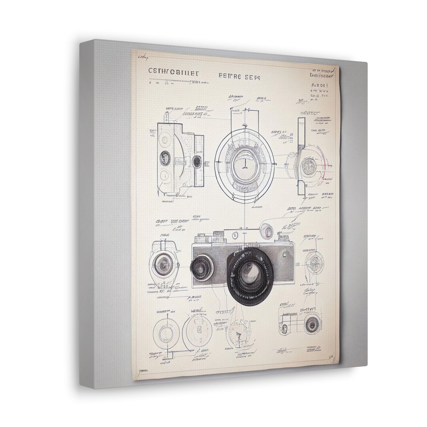 fə-ˈtä-grə-fər | Camera Aperture Technical Schematics | Canvas Gallery Wraps | AI Design Concepts | Version 3