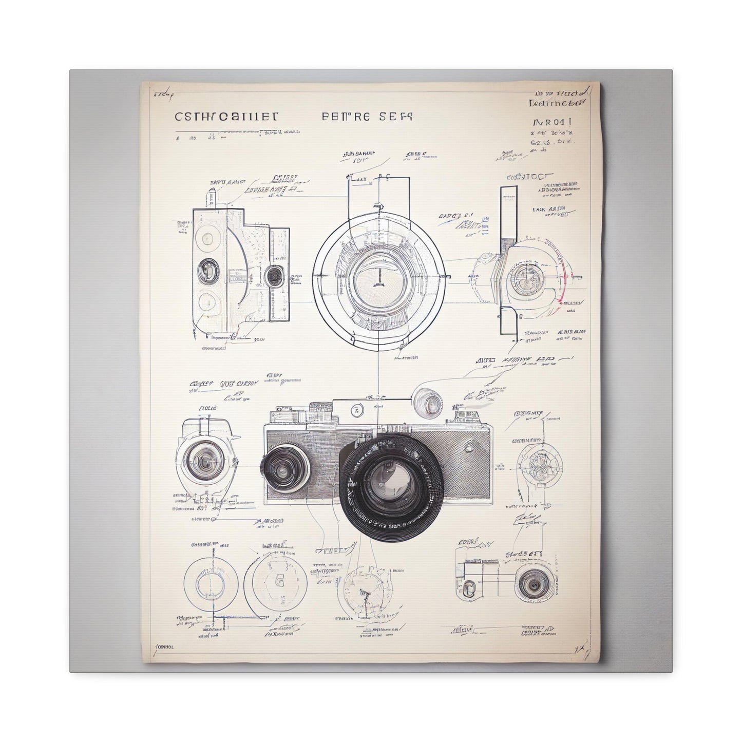 fə-ˈtä-grə-fər | Camera Aperture Technical Schematics | Canvas Gallery Wraps | AI Design Concepts | Version 3