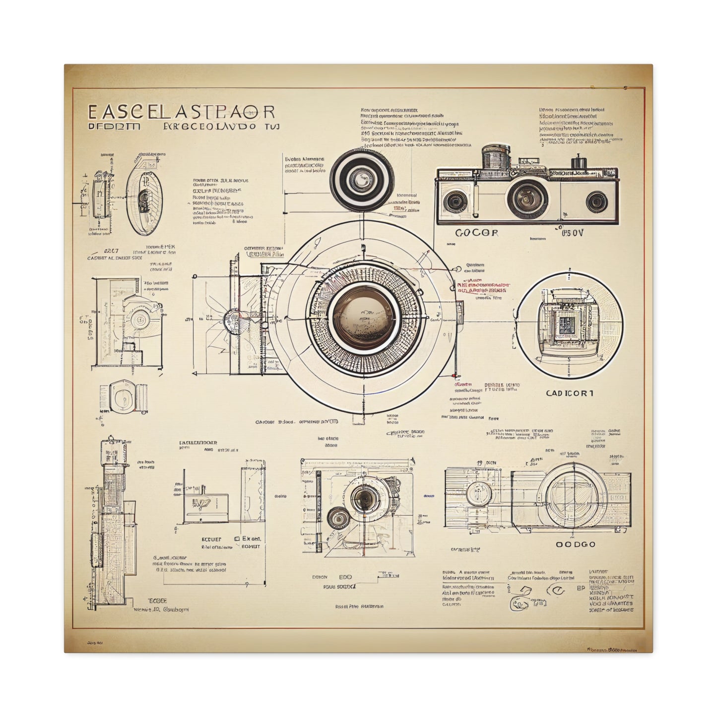 fə-ˈtä-grə-fər | Camera Aperture Technical Schematics | Canvas Gallery Wraps | AI Design Concepts | Version 1