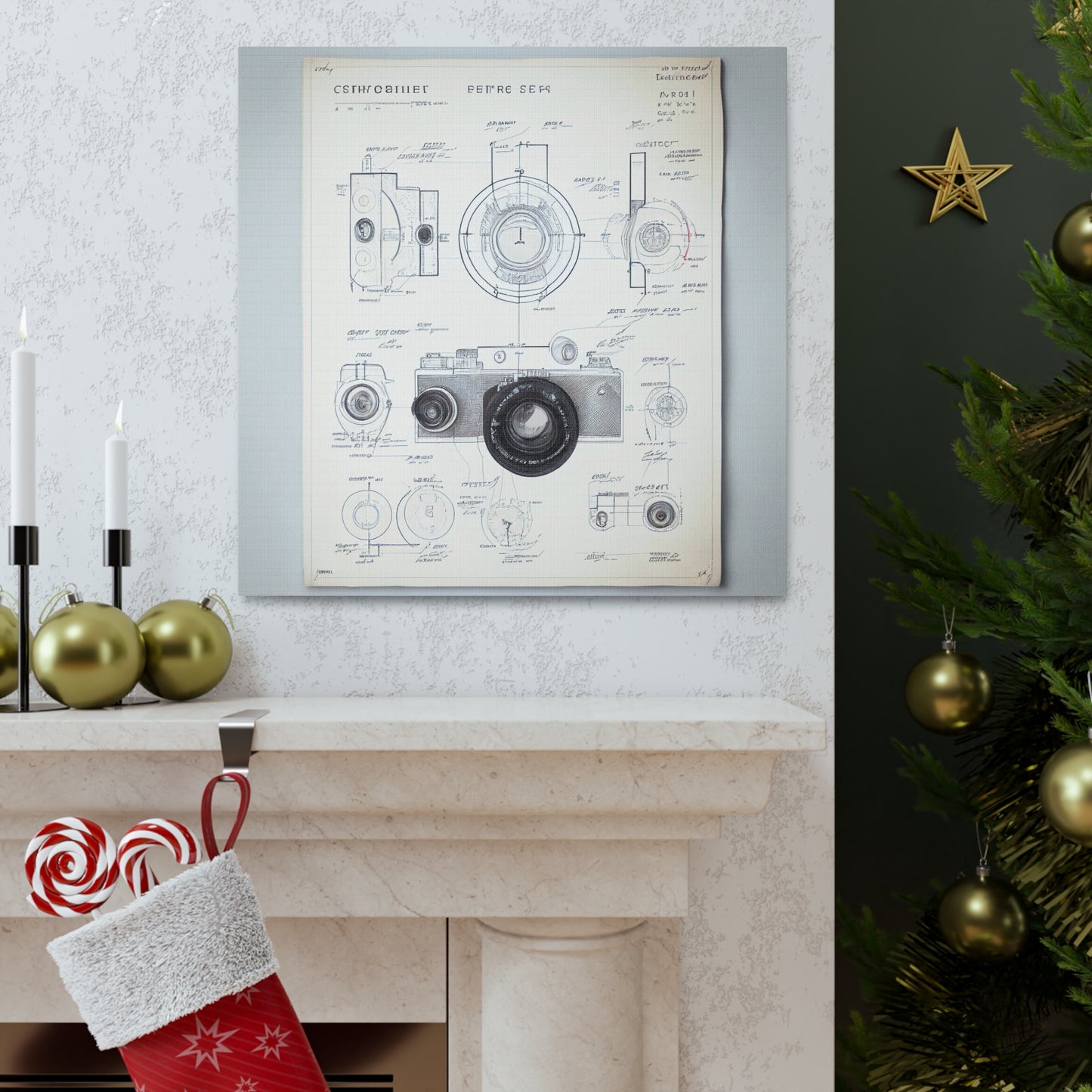fə-ˈtä-grə-fər | Camera Aperture Technical Schematics | Canvas Gallery Wraps | AI Design Concepts | Version 3