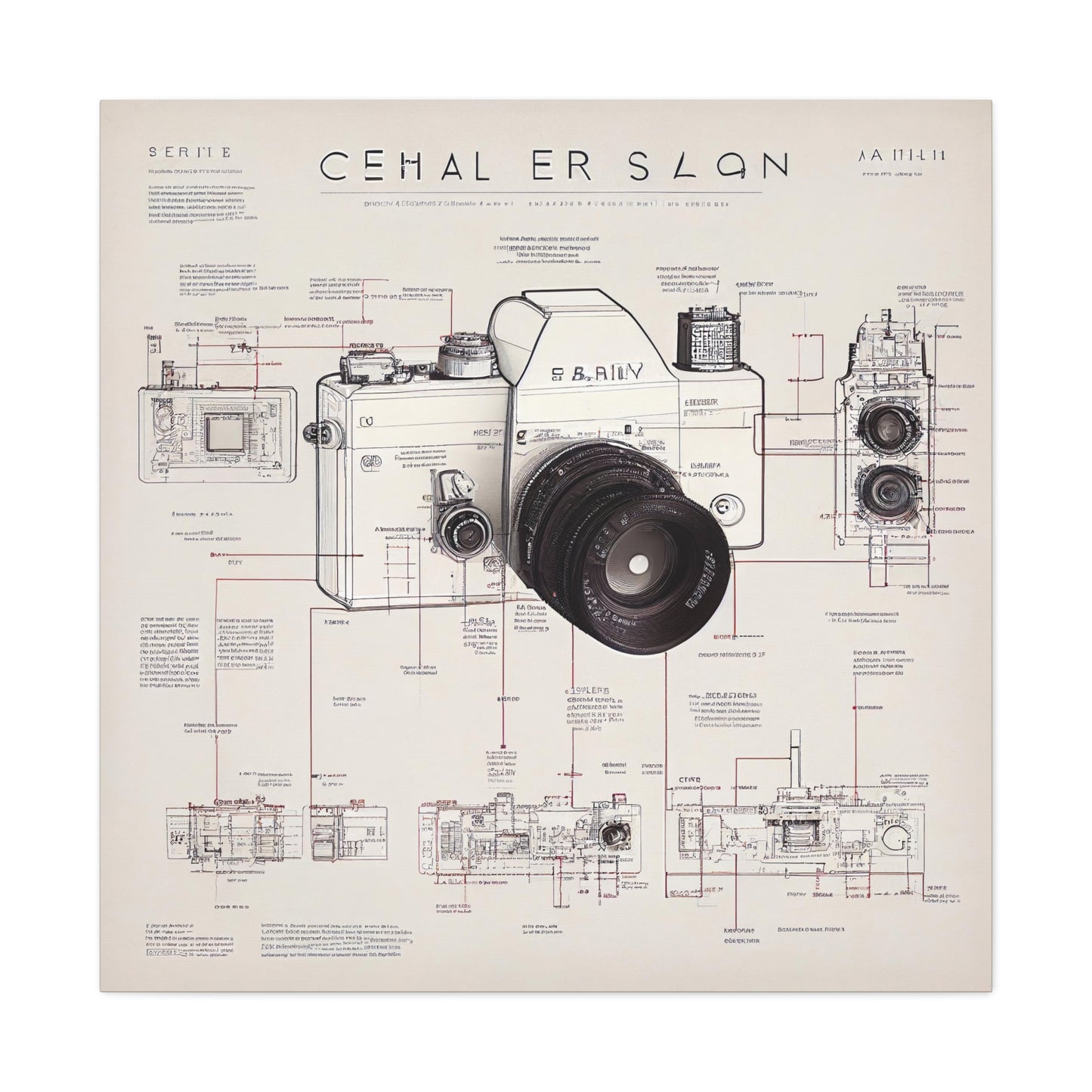 fə-ˈtä-grə-fər | Camera Aperture Technical Schematics | Canvas Gallery Wraps | AI Design Concepts | Version 17