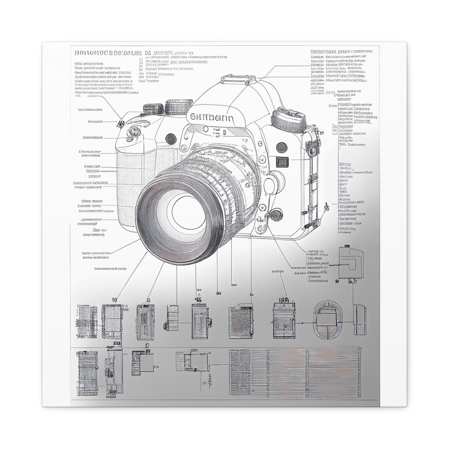 fə-ˈtä-grə-fər | Camera Aperture Technical Schematics | Canvas Gallery Wraps | AI Design Concepts | Version 8
