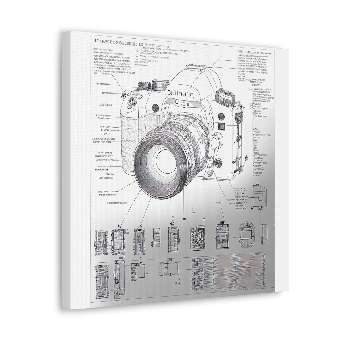 fə-ˈtä-grə-fər | Camera Aperture Technical Schematics | Canvas Gallery Wraps | AI Design Concepts | Version 8