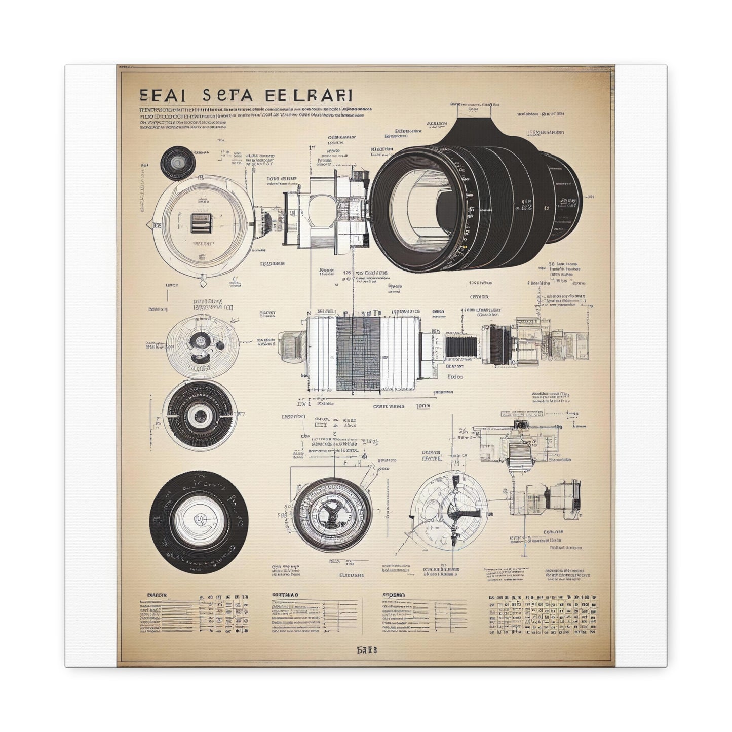 fə-ˈtä-grə-fər | Camera Aperture Technical Schematics | Canvas Gallery Wraps | AI Design Concepts | Version 4