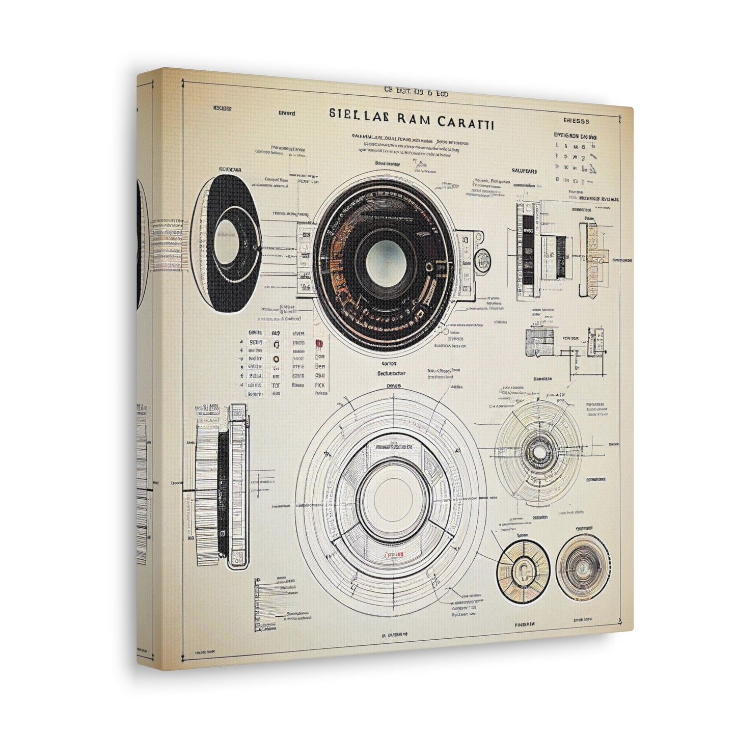 fə-ˈtä-grə-fər | Camera Aperture Technical Schematics | Canvas Gallery Wraps | AI Design Concepts | Version 13