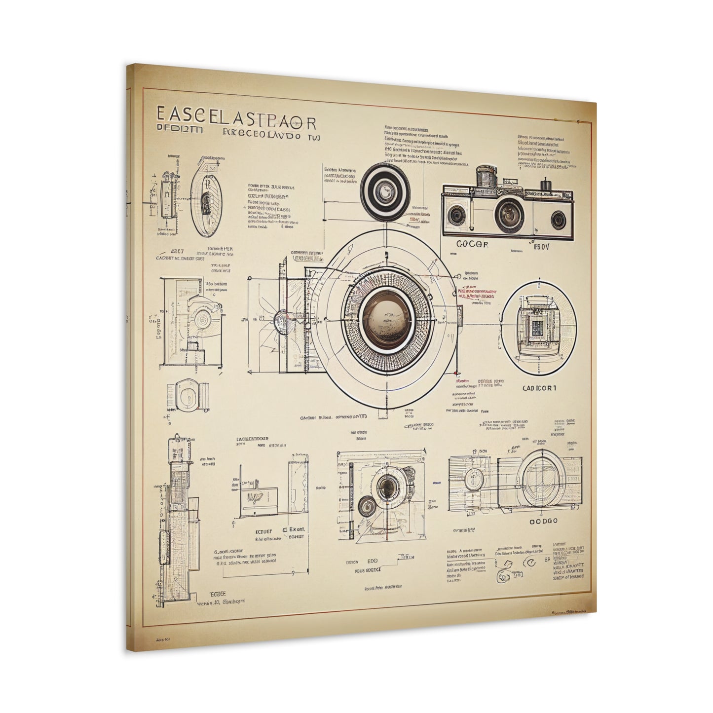 fə-ˈtä-grə-fər | Camera Aperture Technical Schematics | Canvas Gallery Wraps | AI Design Concepts | Version 1