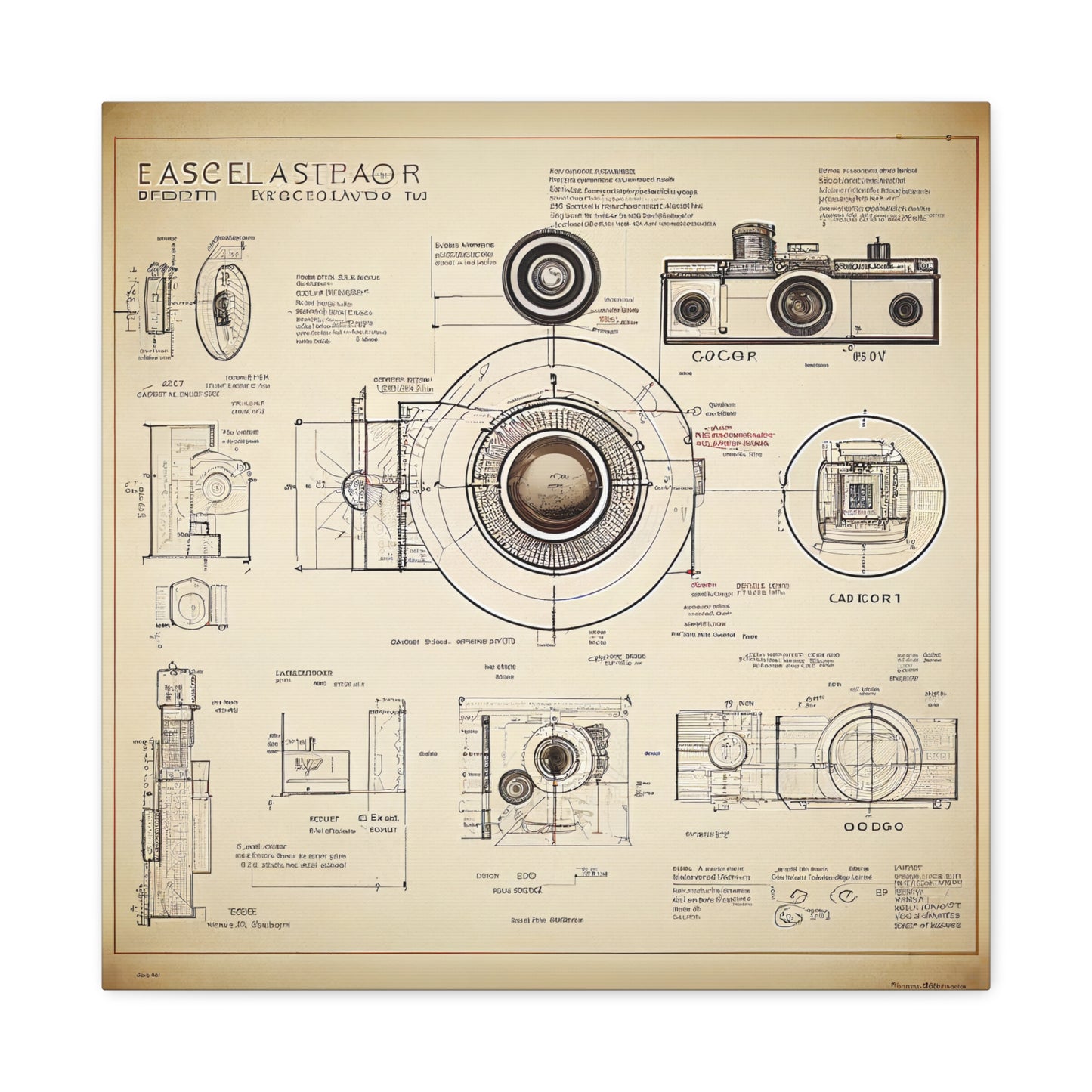 fə-ˈtä-grə-fər | Camera Aperture Technical Schematics | Canvas Gallery Wraps | AI Design Concepts | Version 1