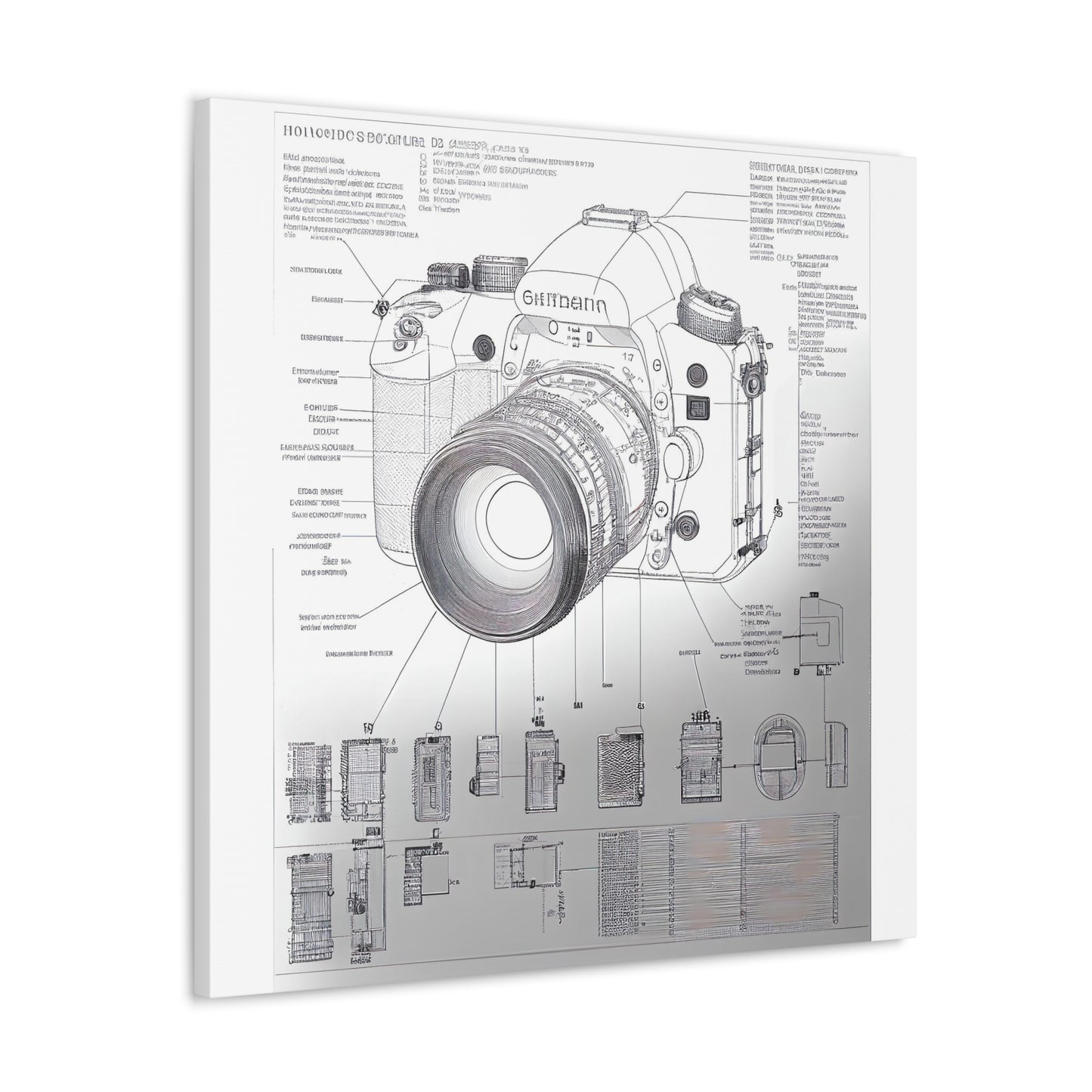 fə-ˈtä-grə-fər | Camera Aperture Technical Schematics | Canvas Gallery Wraps | AI Design Concepts | Version 8