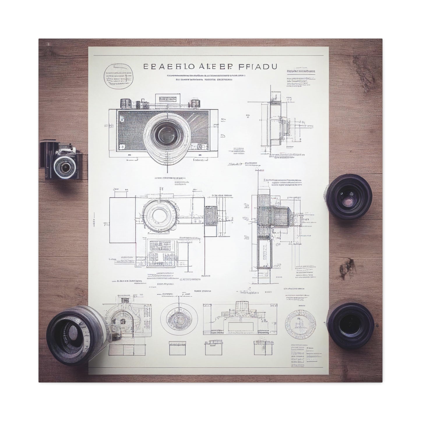 fə-ˈtä-grə-fər | Camera Aperture Technical Schematics | Canvas Gallery Wraps | AI Design Concepts | Version 14