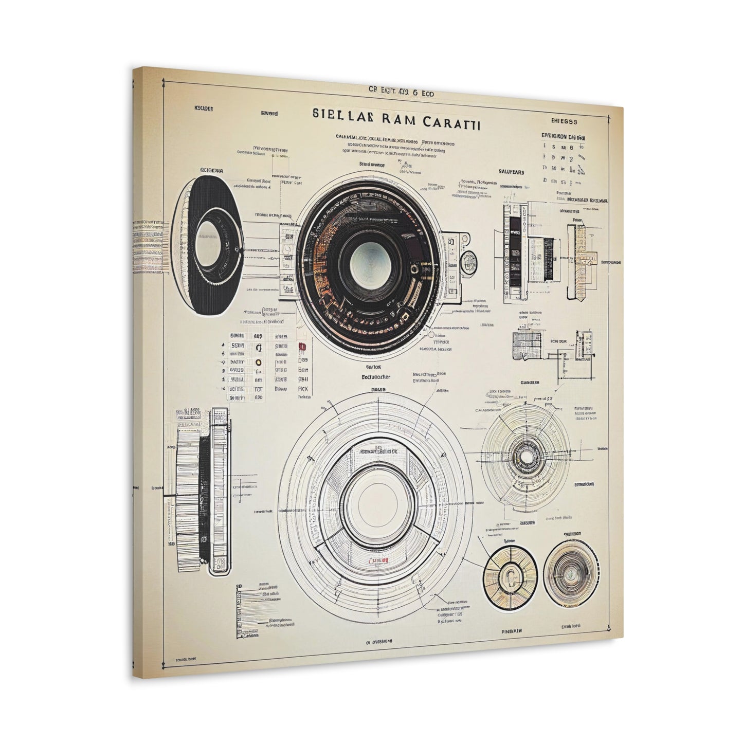 fə-ˈtä-grə-fər | Camera Aperture Technical Schematics | Canvas Gallery Wraps | AI Design Concepts | Version 13