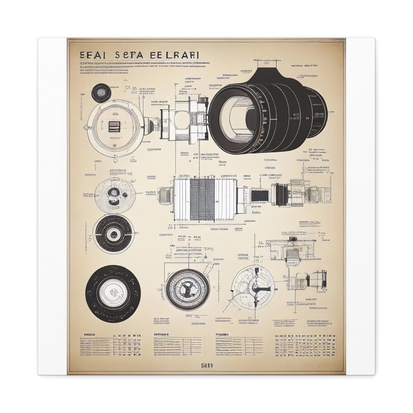 fə-ˈtä-grə-fər | Camera Aperture Technical Schematics | Canvas Gallery Wraps | AI Design Concepts | Version 4