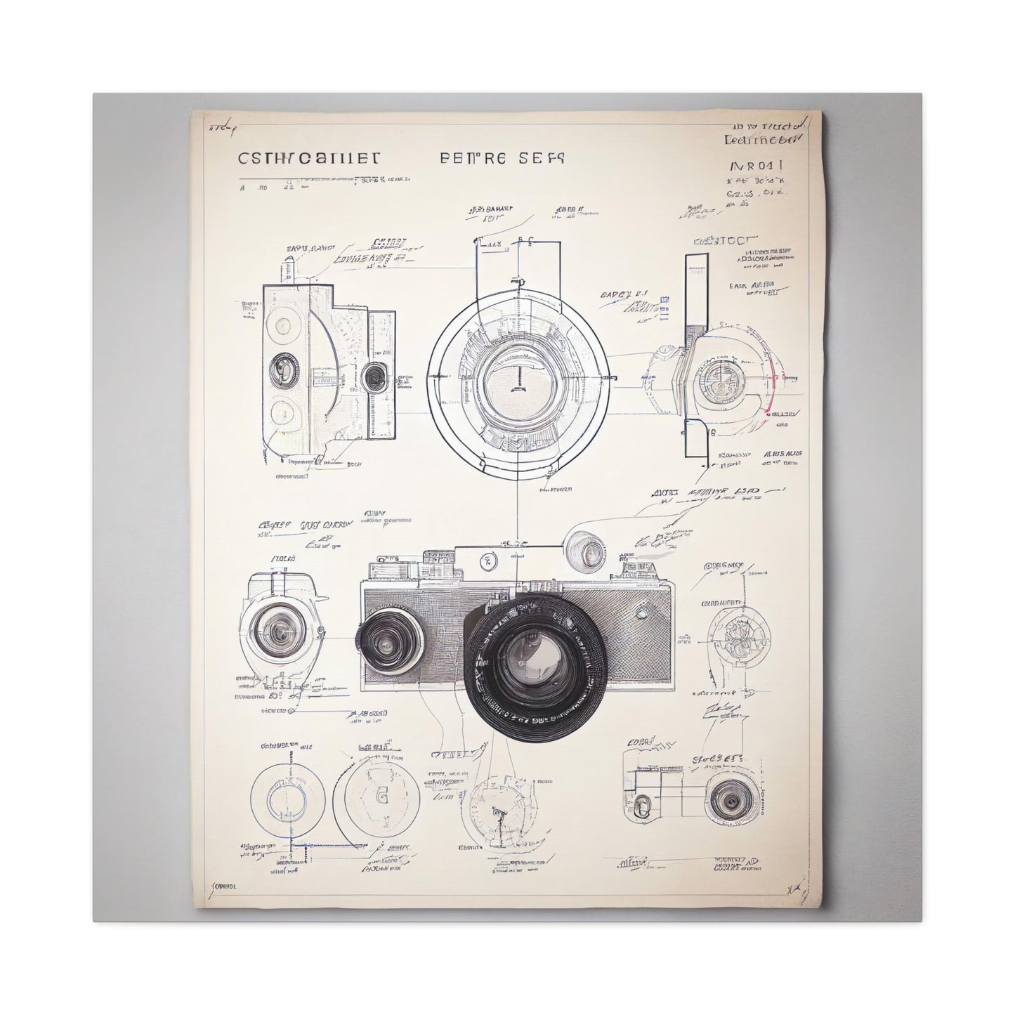 fə-ˈtä-grə-fər | Camera Aperture Technical Schematics | Canvas Gallery Wraps | AI Design Concepts | Version 3