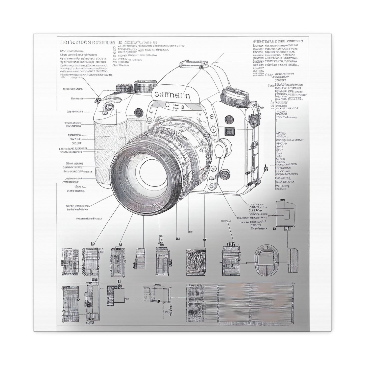 fə-ˈtä-grə-fər | Camera Aperture Technical Schematics | Canvas Gallery Wraps | AI Design Concepts | Version 8