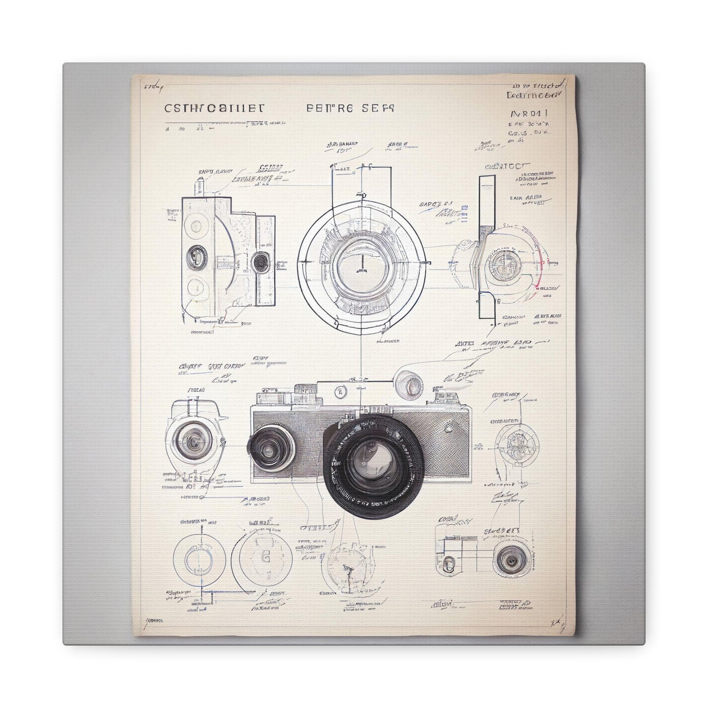 fə-ˈtä-grə-fər | Camera Aperture Technical Schematics | Canvas Gallery Wraps | AI Design Concepts | Version 3