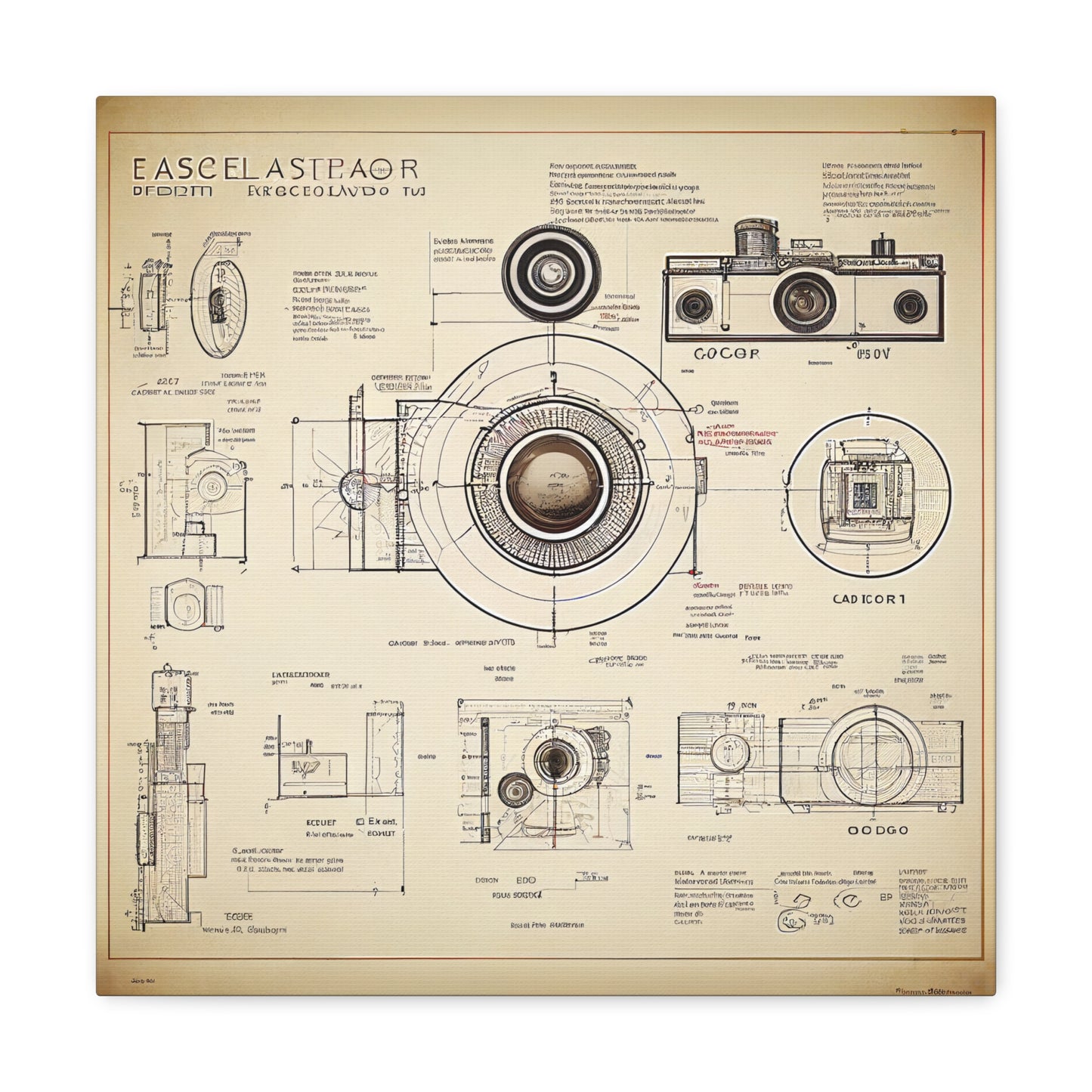 fə-ˈtä-grə-fər | Camera Aperture Technical Schematics | Canvas Gallery Wraps | AI Design Concepts | Version 1