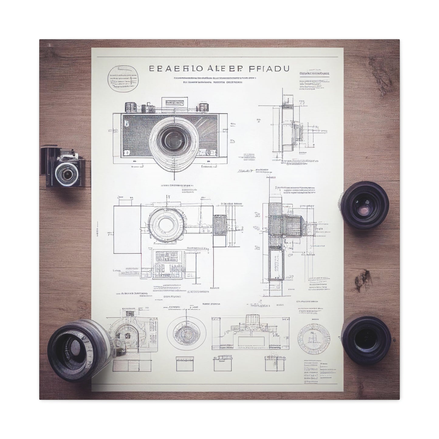 fə-ˈtä-grə-fər | Camera Aperture Technical Schematics | Canvas Gallery Wraps | AI Design Concepts | Version 14