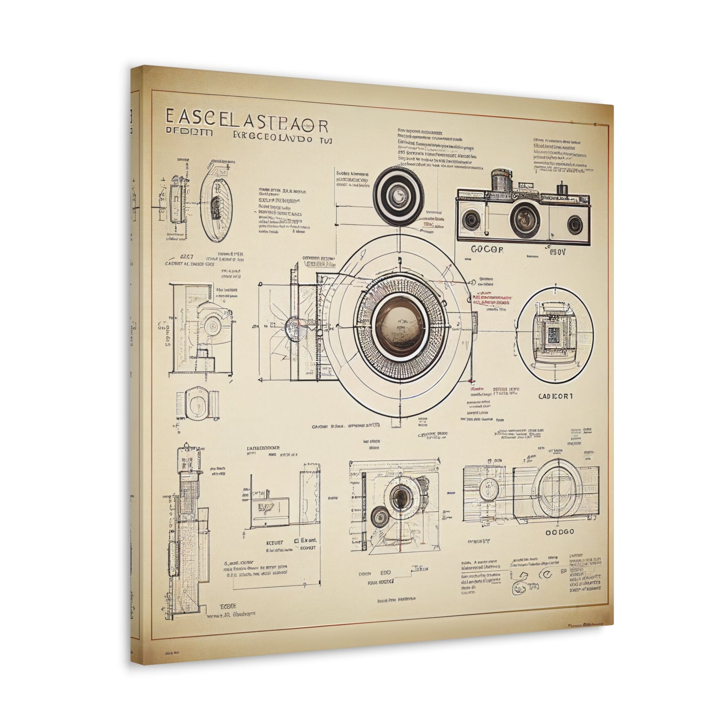fə-ˈtä-grə-fər | Camera Aperture Technical Schematics | Canvas Gallery Wraps | AI Design Concepts | Version 1