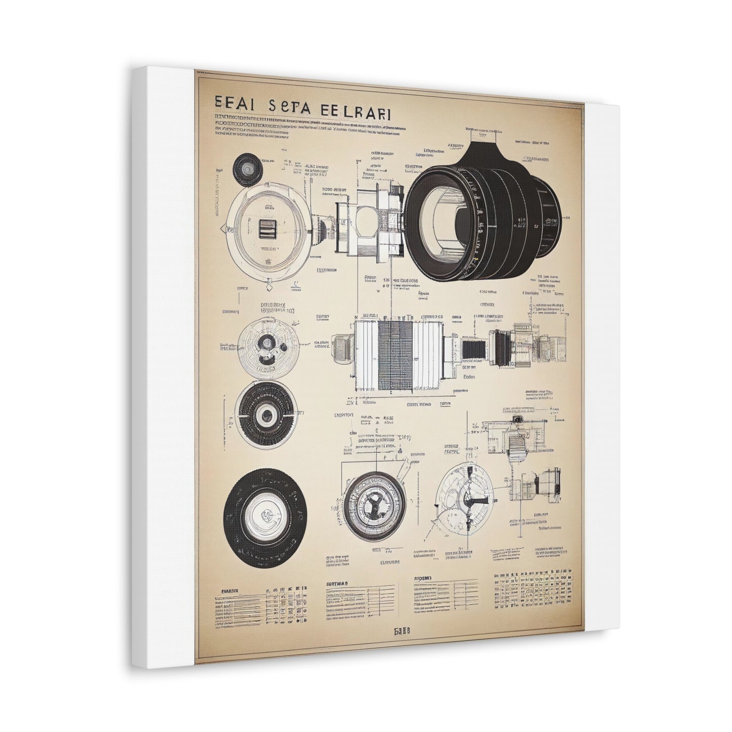 fə-ˈtä-grə-fər | Camera Aperture Technical Schematics | Canvas Gallery Wraps | AI Design Concepts | Version 4