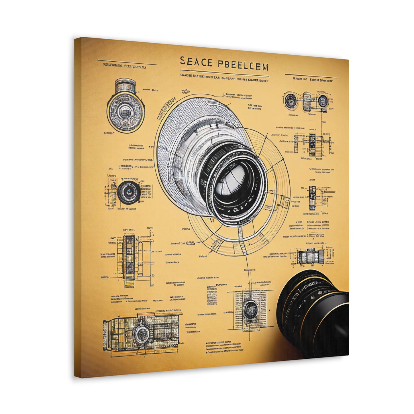 fə-ˈtä-grə-fər | Camera Aperture Technical Schematics | Canvas Gallery Wraps | AI Design Concepts | Version 2