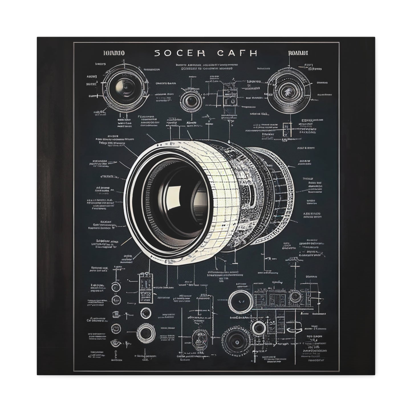 fə-ˈtä-grə-fər | Camera Aperture Technical Schematics | Canvas Gallery Wraps | AI Design Concepts | Version 16