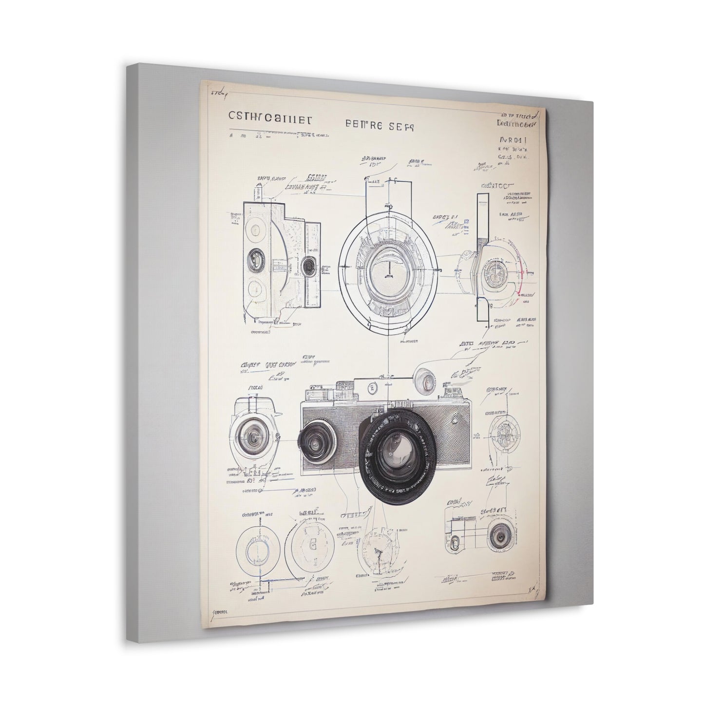 fə-ˈtä-grə-fər | Camera Aperture Technical Schematics | Canvas Gallery Wraps | AI Design Concepts | Version 3