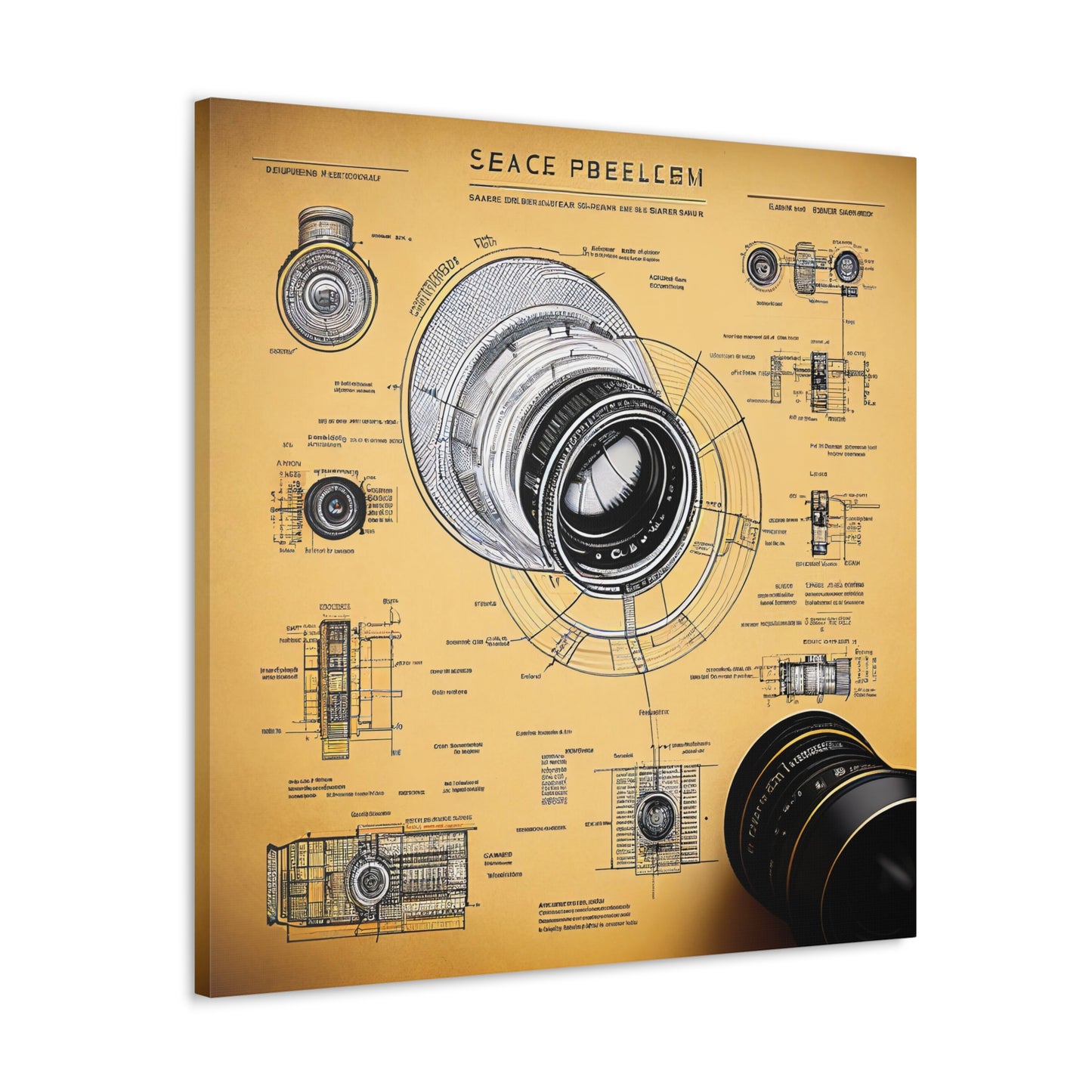 fə-ˈtä-grə-fər | Camera Aperture Technical Schematics | Canvas Gallery Wraps | AI Design Concepts | Version 2