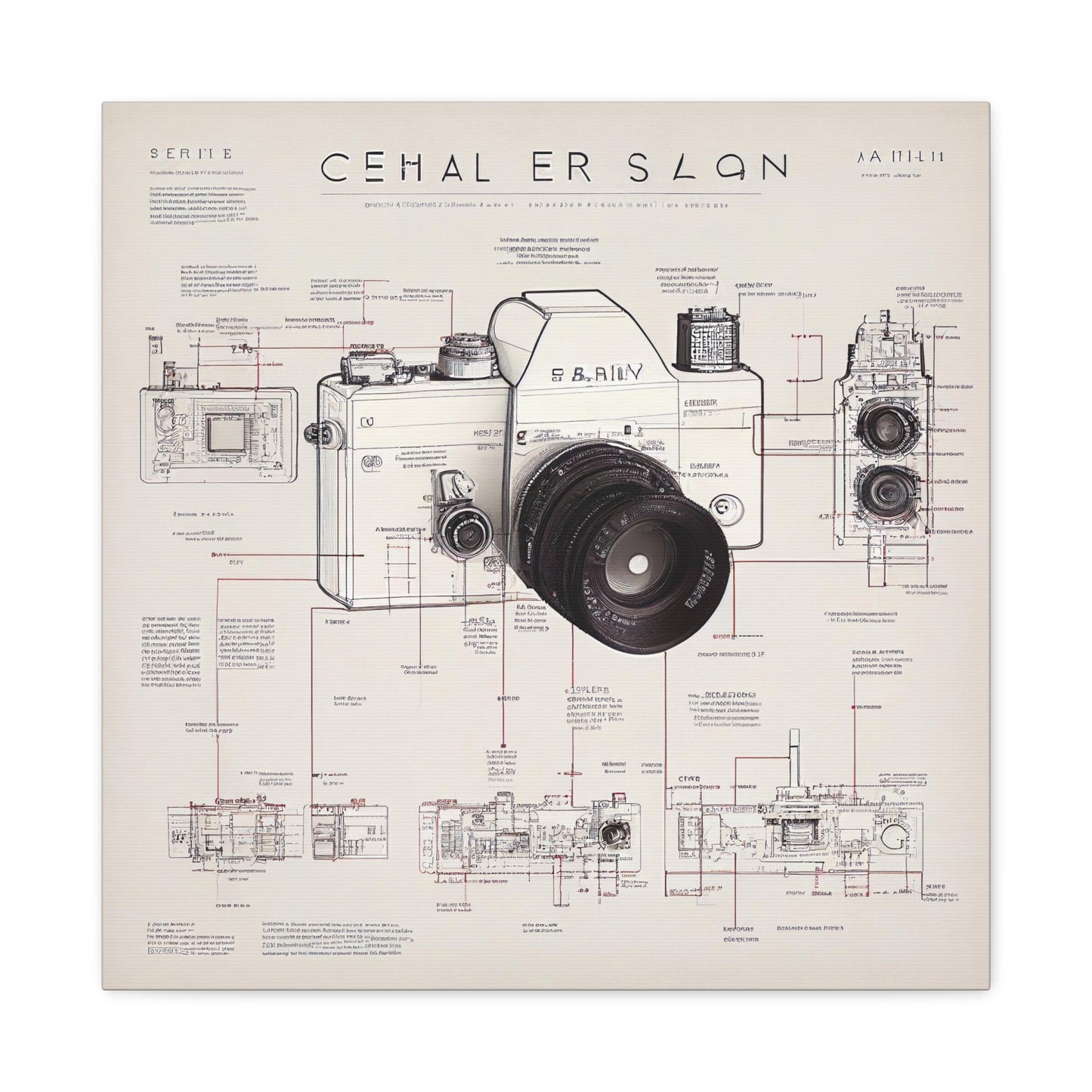 fə-ˈtä-grə-fər | Camera Aperture Technical Schematics | Canvas Gallery Wraps | AI Design Concepts | Version 17