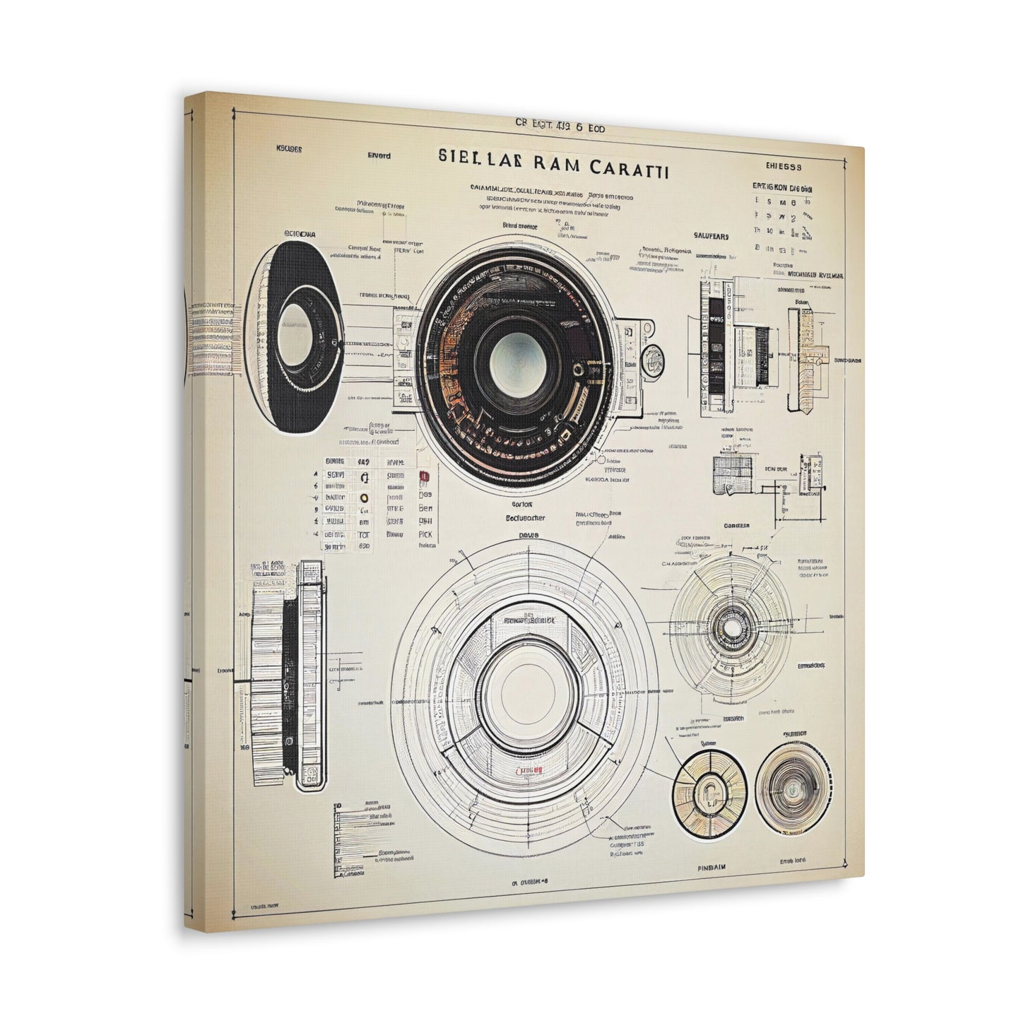 fə-ˈtä-grə-fər | Camera Aperture Technical Schematics | Canvas Gallery Wraps | AI Design Concepts | Version 13