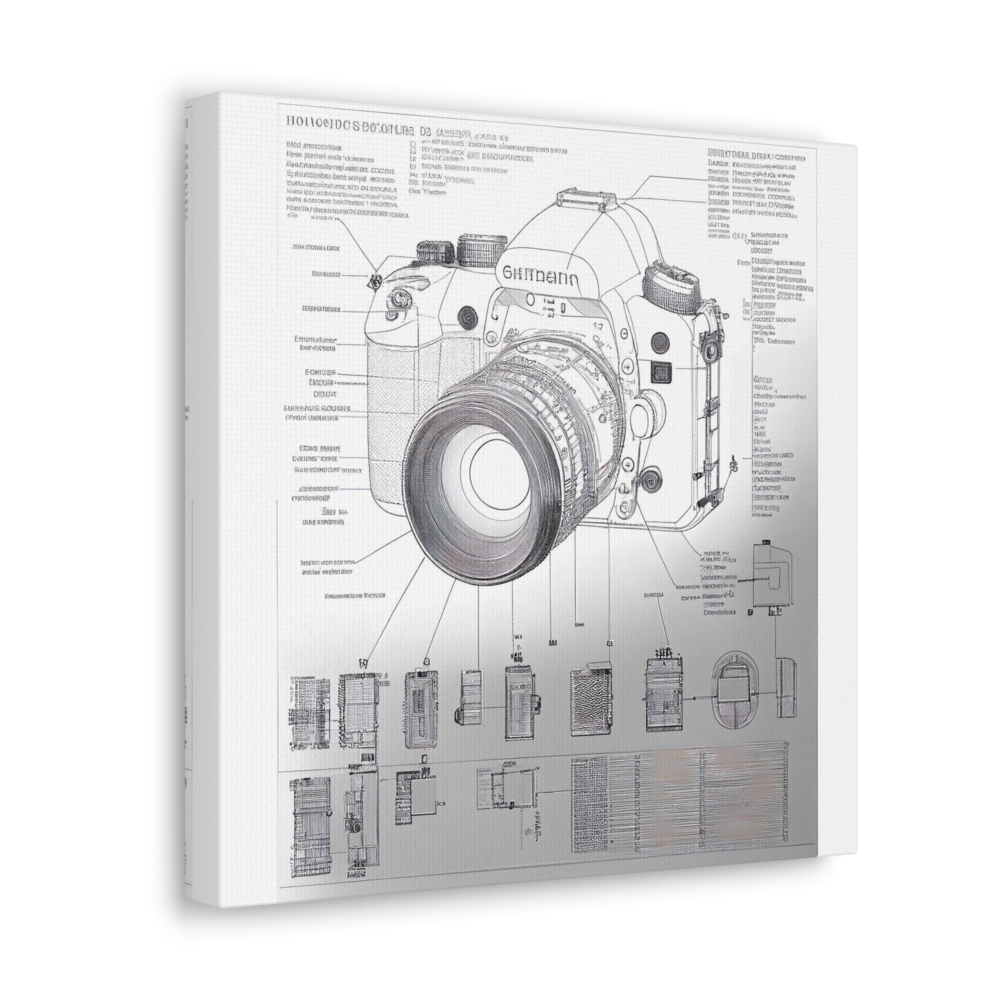 fə-ˈtä-grə-fər | Camera Aperture Technical Schematics | Canvas Gallery Wraps | AI Design Concepts | Version 8