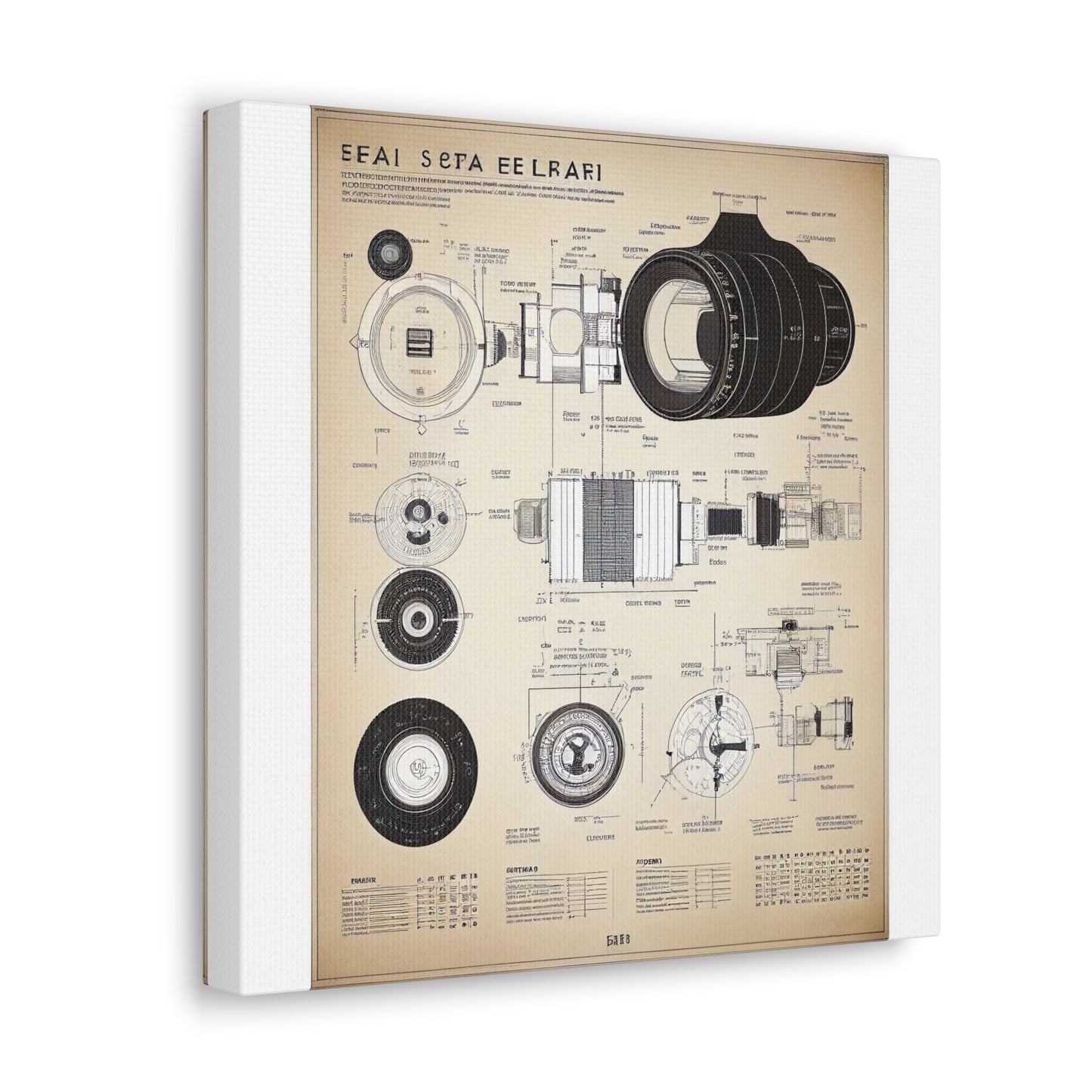 fə-ˈtä-grə-fər | Camera Aperture Technical Schematics | Canvas Gallery Wraps | AI Design Concepts | Version 4