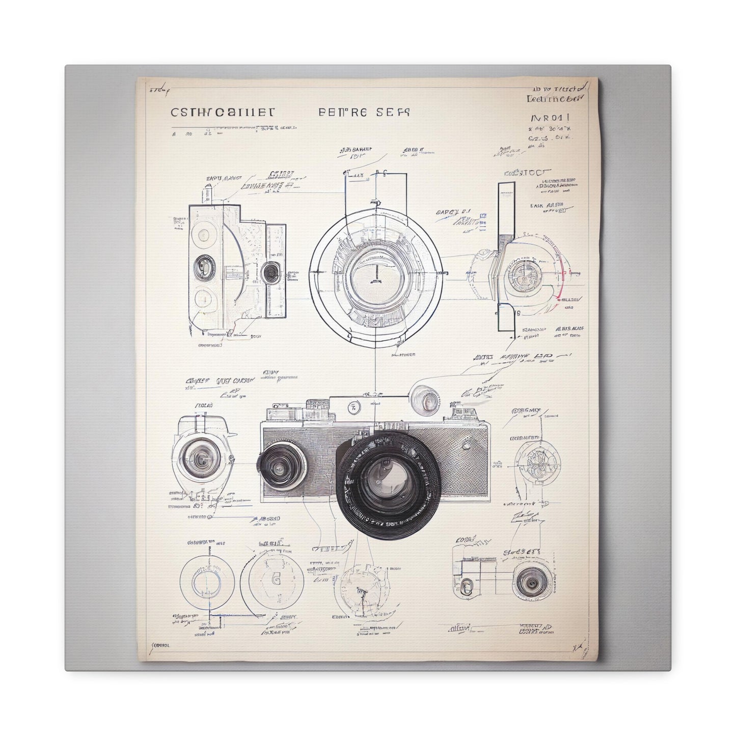 fə-ˈtä-grə-fər | Camera Aperture Technical Schematics | Canvas Gallery Wraps | AI Design Concepts | Version 3