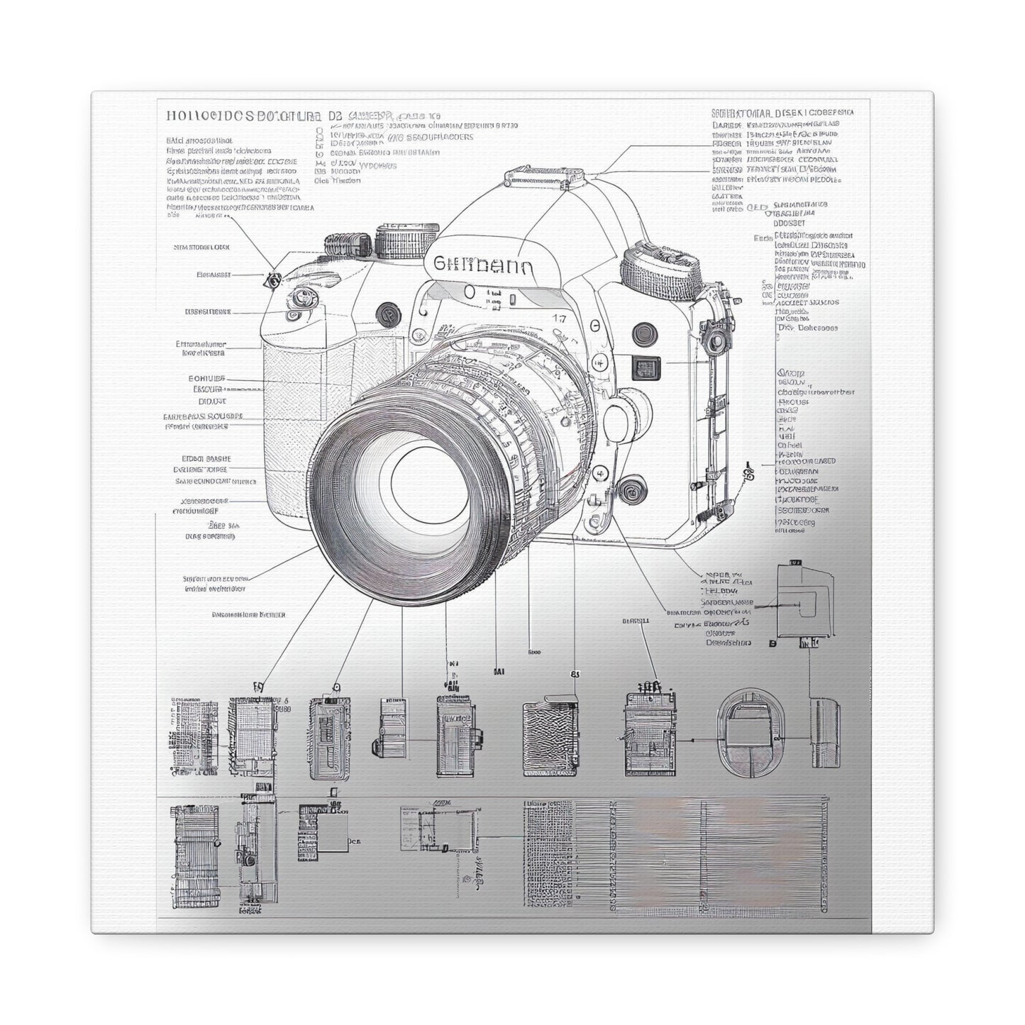 fə-ˈtä-grə-fər | Camera Aperture Technical Schematics | Canvas Gallery Wraps | AI Design Concepts | Version 8