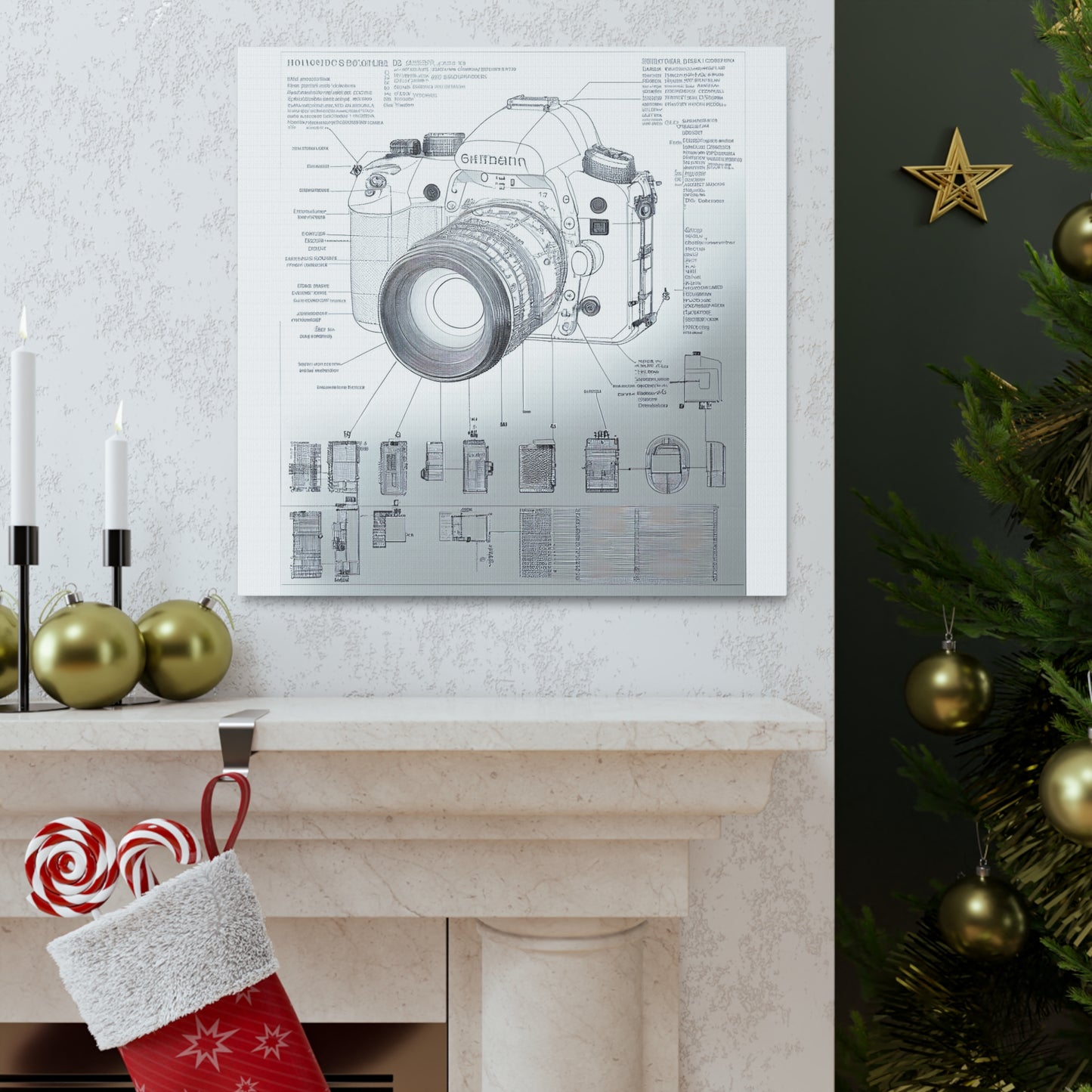 fə-ˈtä-grə-fər | Camera Aperture Technical Schematics | Canvas Gallery Wraps | AI Design Concepts | Version 8