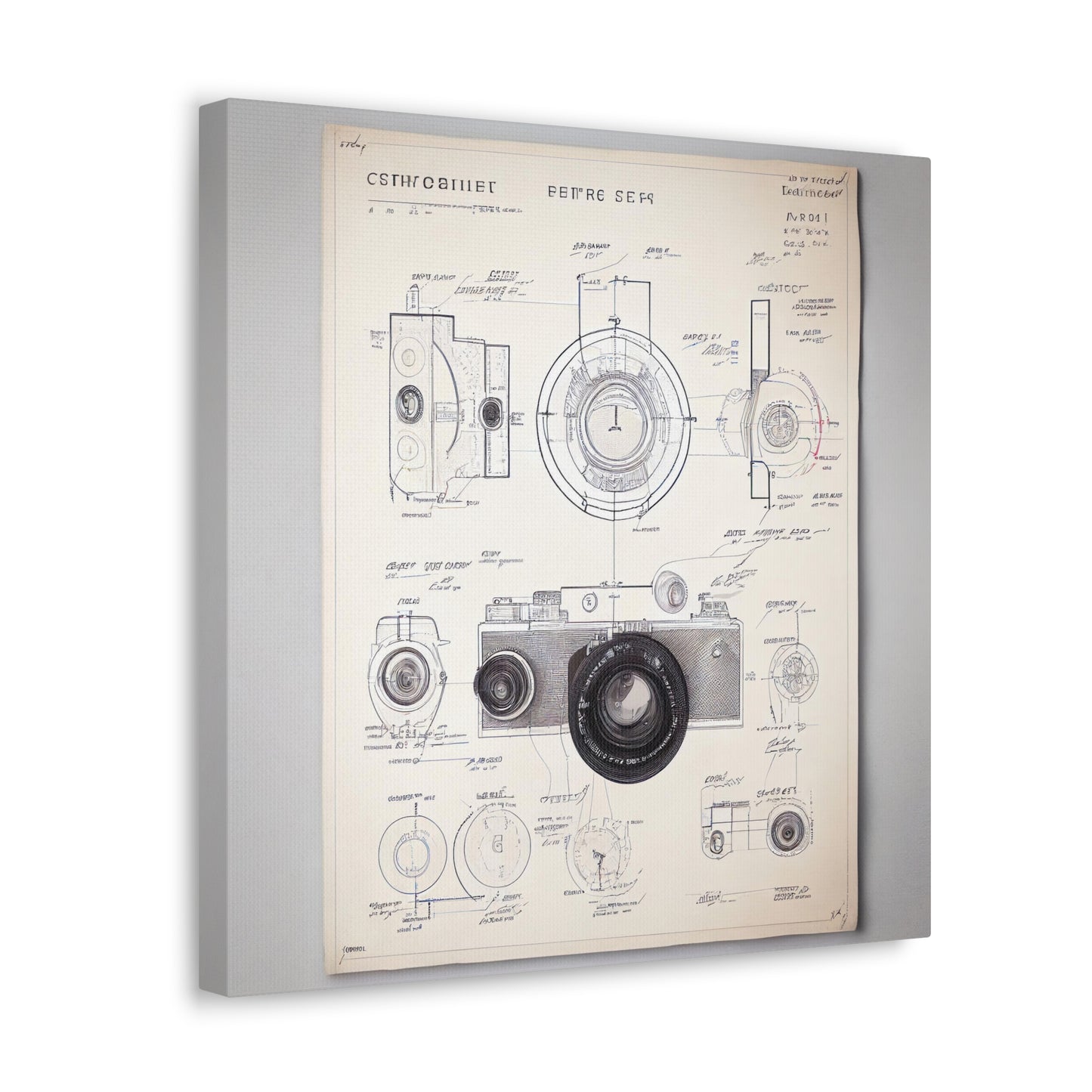 fə-ˈtä-grə-fər | Camera Aperture Technical Schematics | Canvas Gallery Wraps | AI Design Concepts | Version 3