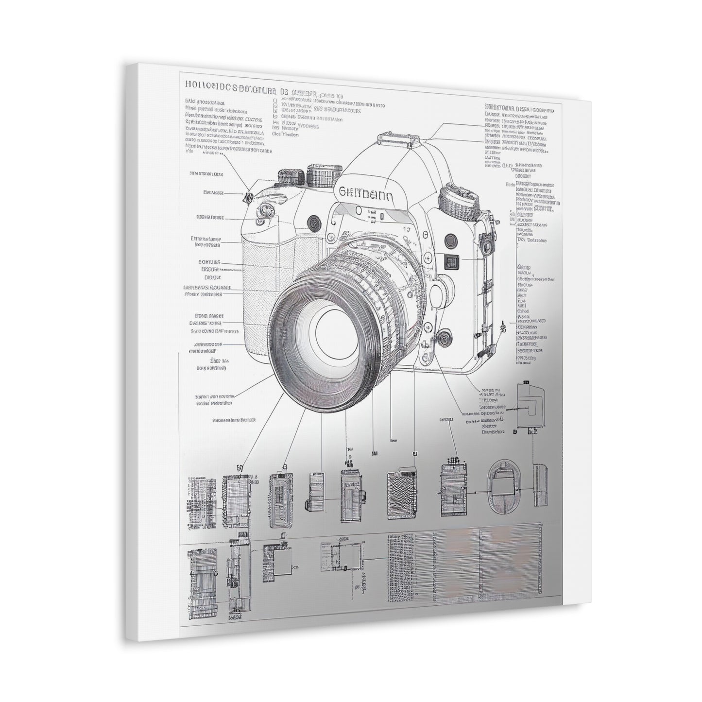 fə-ˈtä-grə-fər | Camera Aperture Technical Schematics | Canvas Gallery Wraps | AI Design Concepts | Version 8