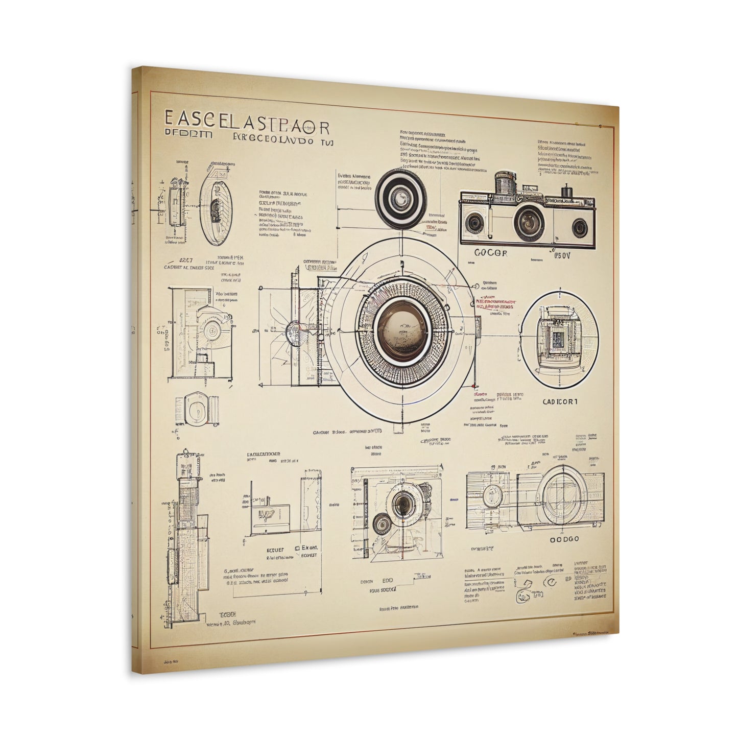 fə-ˈtä-grə-fər | Camera Aperture Technical Schematics | Canvas Gallery Wraps | AI Design Concepts | Version 1