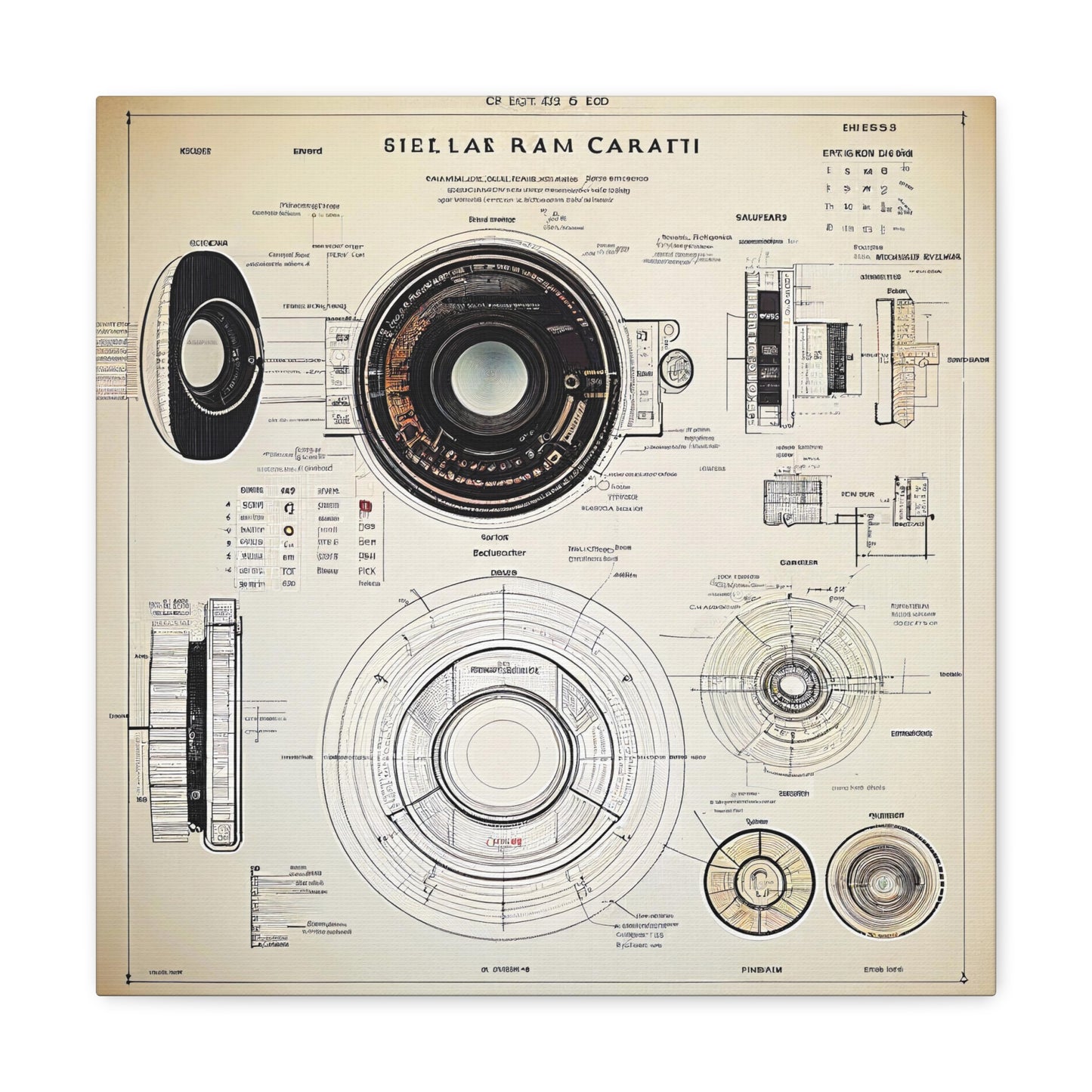 fə-ˈtä-grə-fər | Camera Aperture Technical Schematics | Canvas Gallery Wraps | AI Design Concepts | Version 13