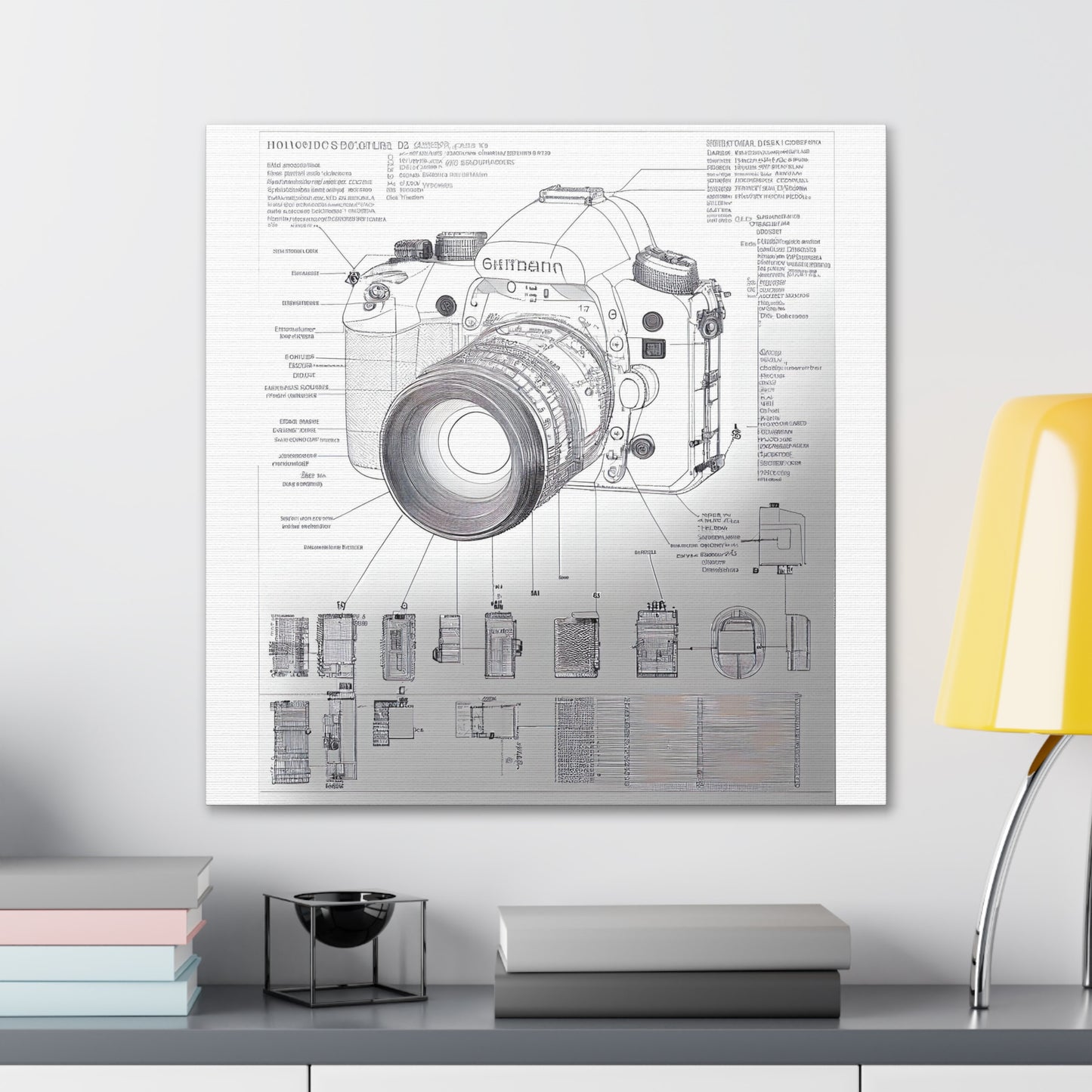 fə-ˈtä-grə-fər | Camera Aperture Technical Schematics | Canvas Gallery Wraps | AI Design Concepts | Version 8