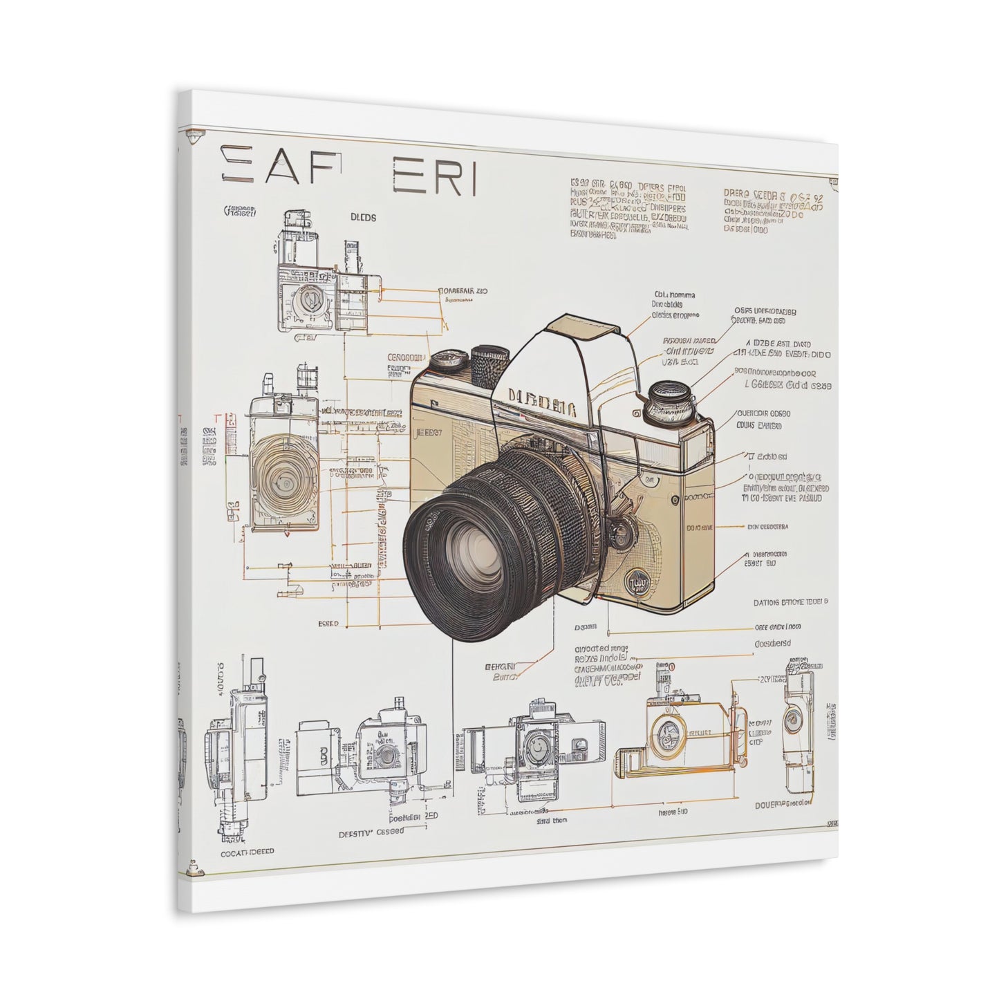 fə-ˈtä-grə-fər | Camera Aperture Technical Schematics | Canvas Gallery Wraps | AI Design Concepts | Version 12