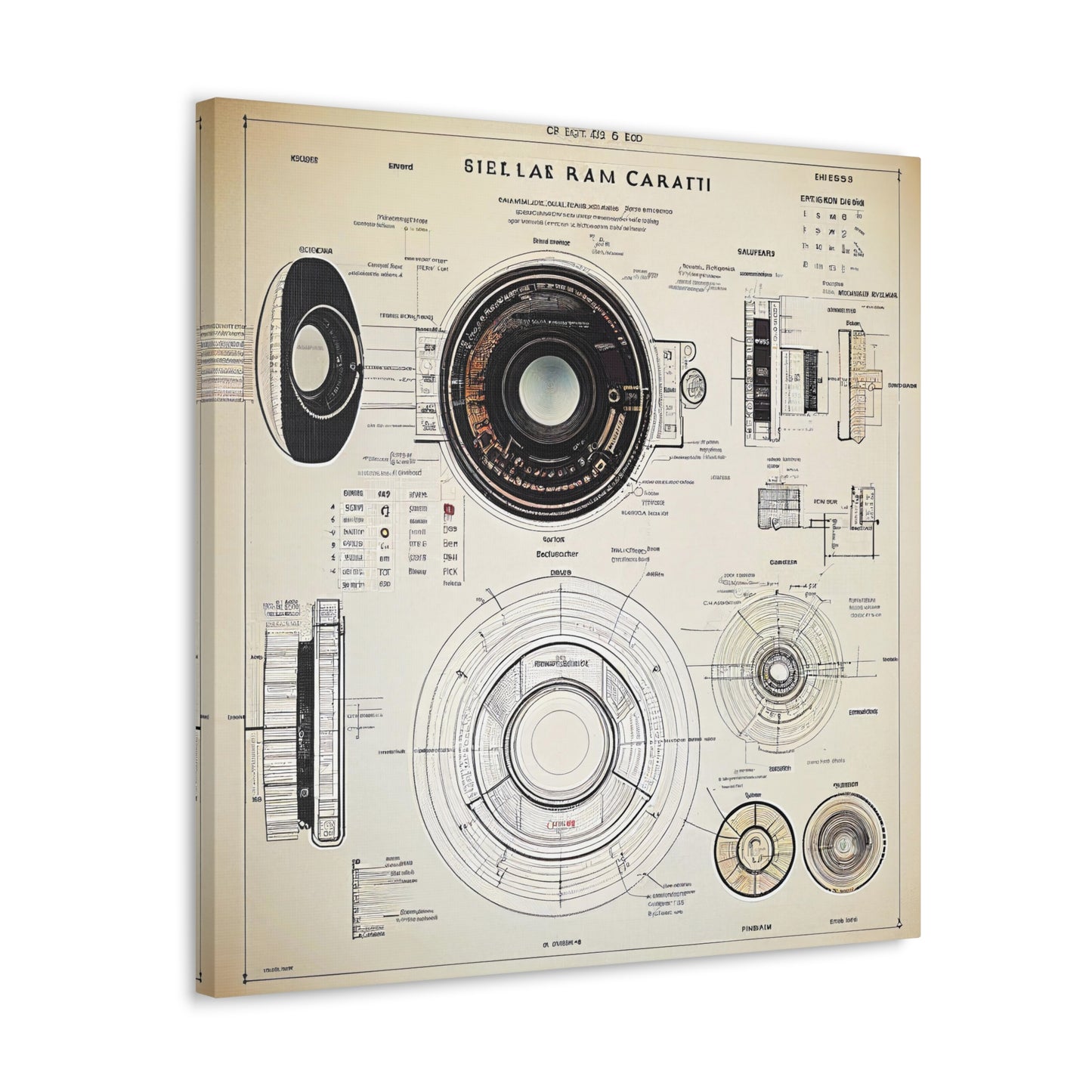 fə-ˈtä-grə-fər | Camera Aperture Technical Schematics | Canvas Gallery Wraps | AI Design Concepts | Version 13