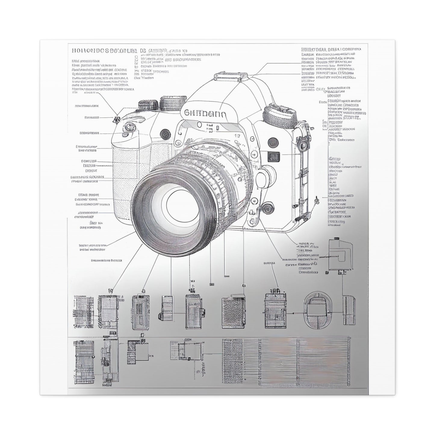 fə-ˈtä-grə-fər | Camera Aperture Technical Schematics | Canvas Gallery Wraps | AI Design Concepts | Version 8