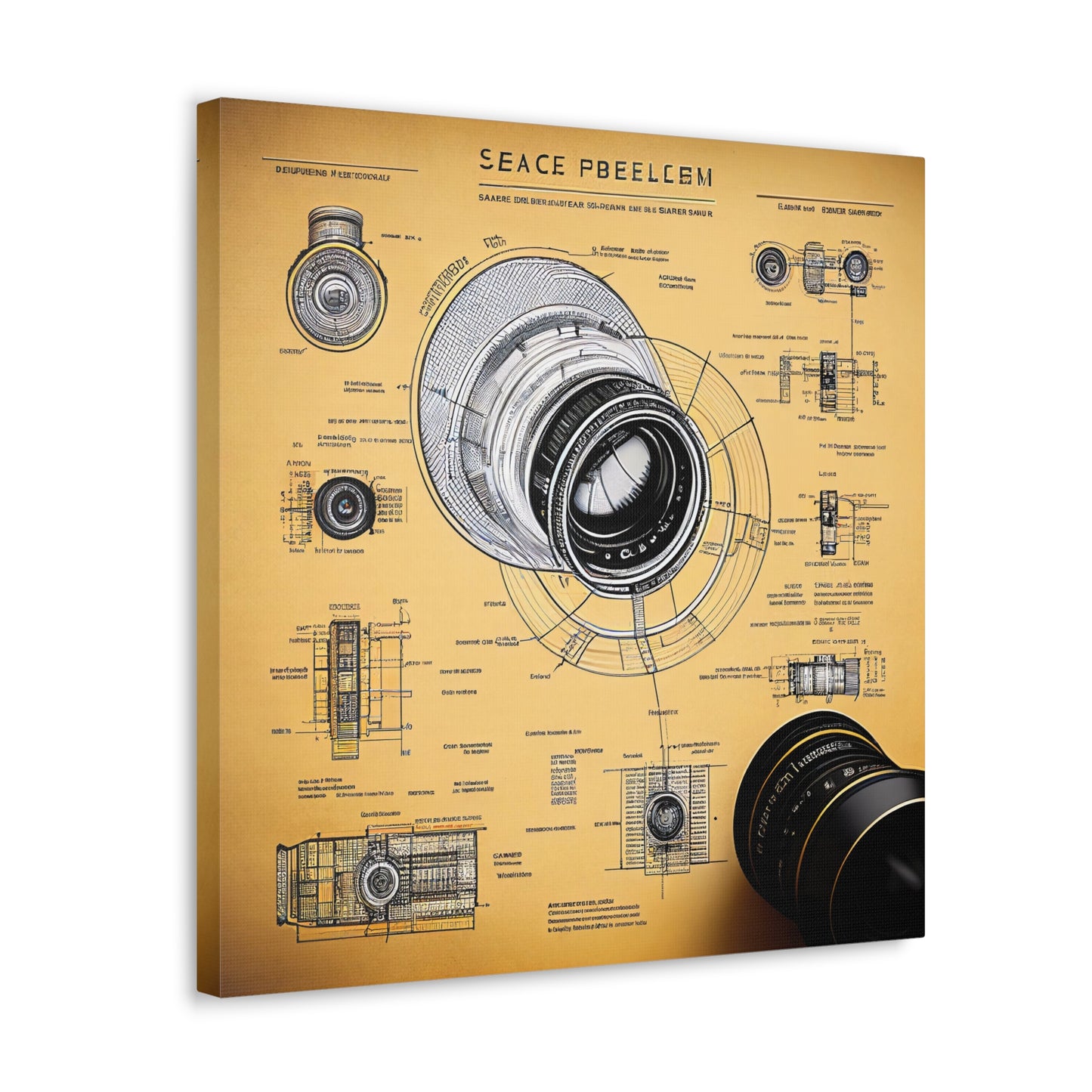 fə-ˈtä-grə-fər | Camera Aperture Technical Schematics | Canvas Gallery Wraps | AI Design Concepts | Version 2