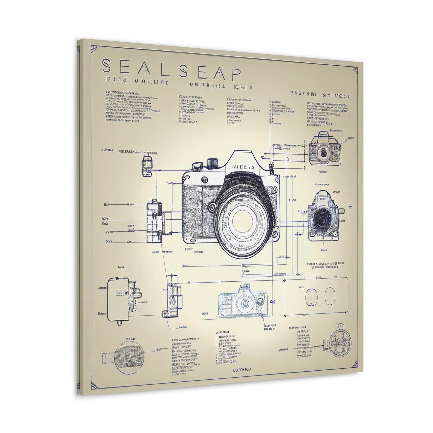 fə-ˈtä-grə-fər | Camera Aperture Technical Schematics | Canvas Gallery Wraps | AI Design Concepts | Version 6