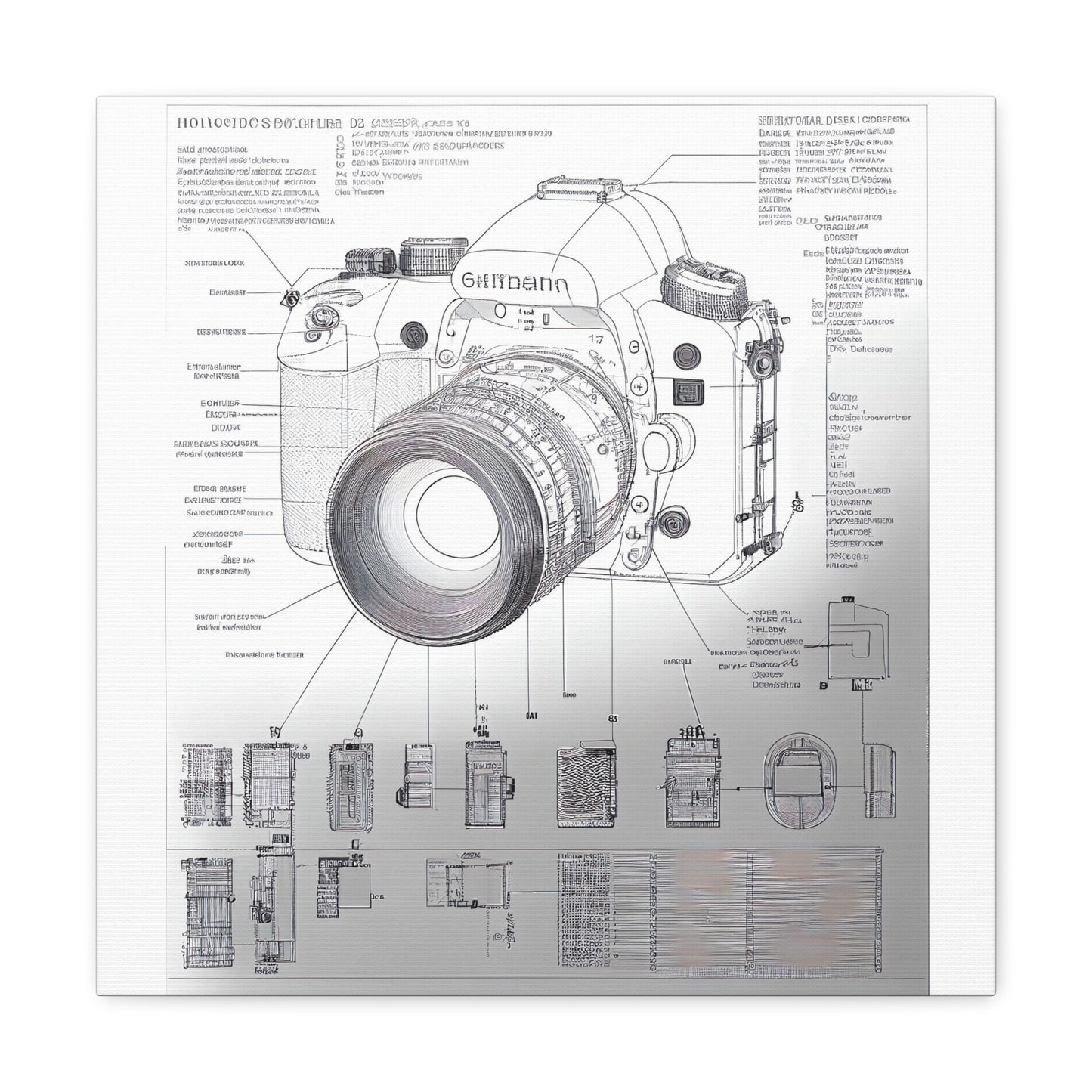 fə-ˈtä-grə-fər | Camera Aperture Technical Schematics | Canvas Gallery Wraps | AI Design Concepts | Version 8