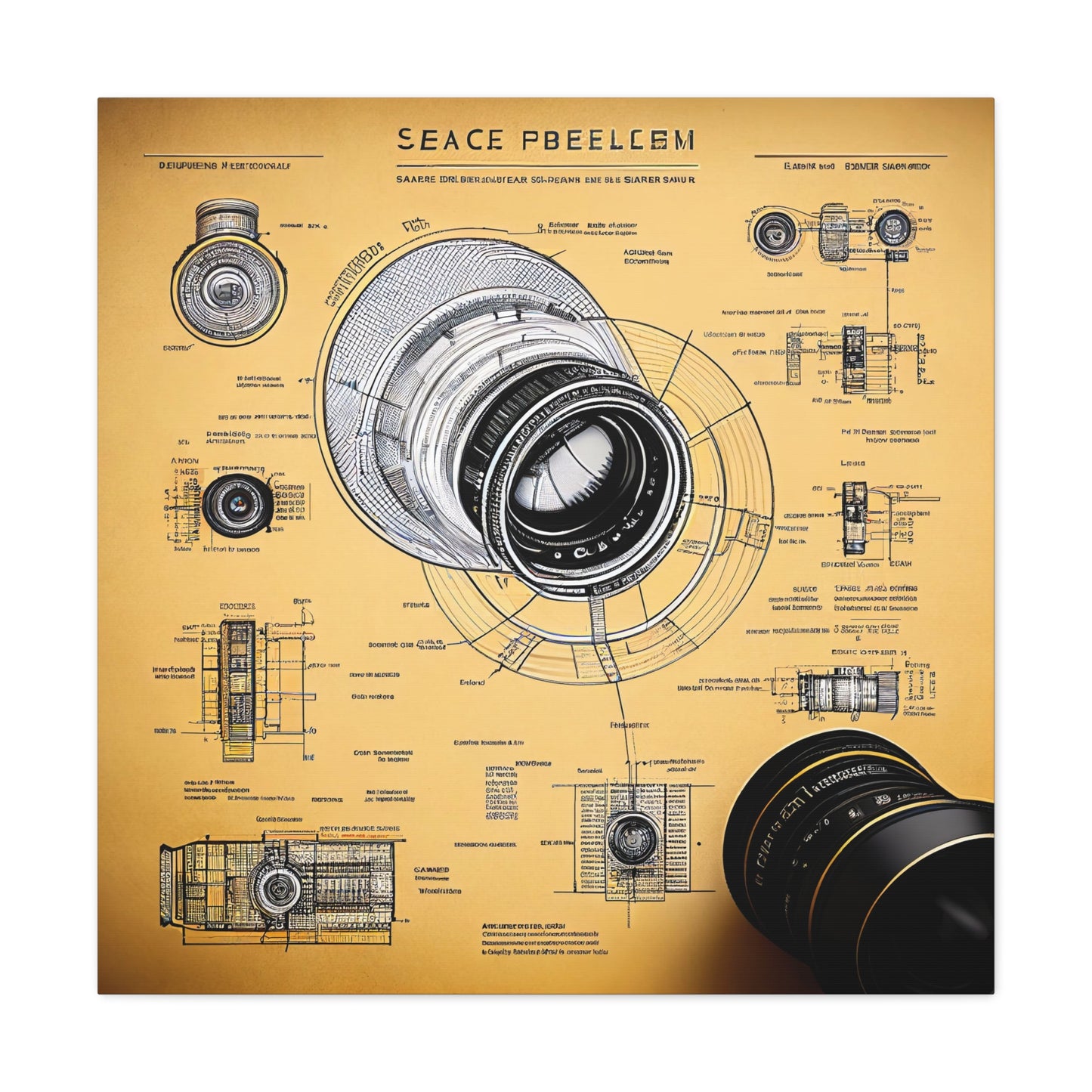 fə-ˈtä-grə-fər | Camera Aperture Technical Schematics | Canvas Gallery Wraps | AI Design Concepts | Version 2