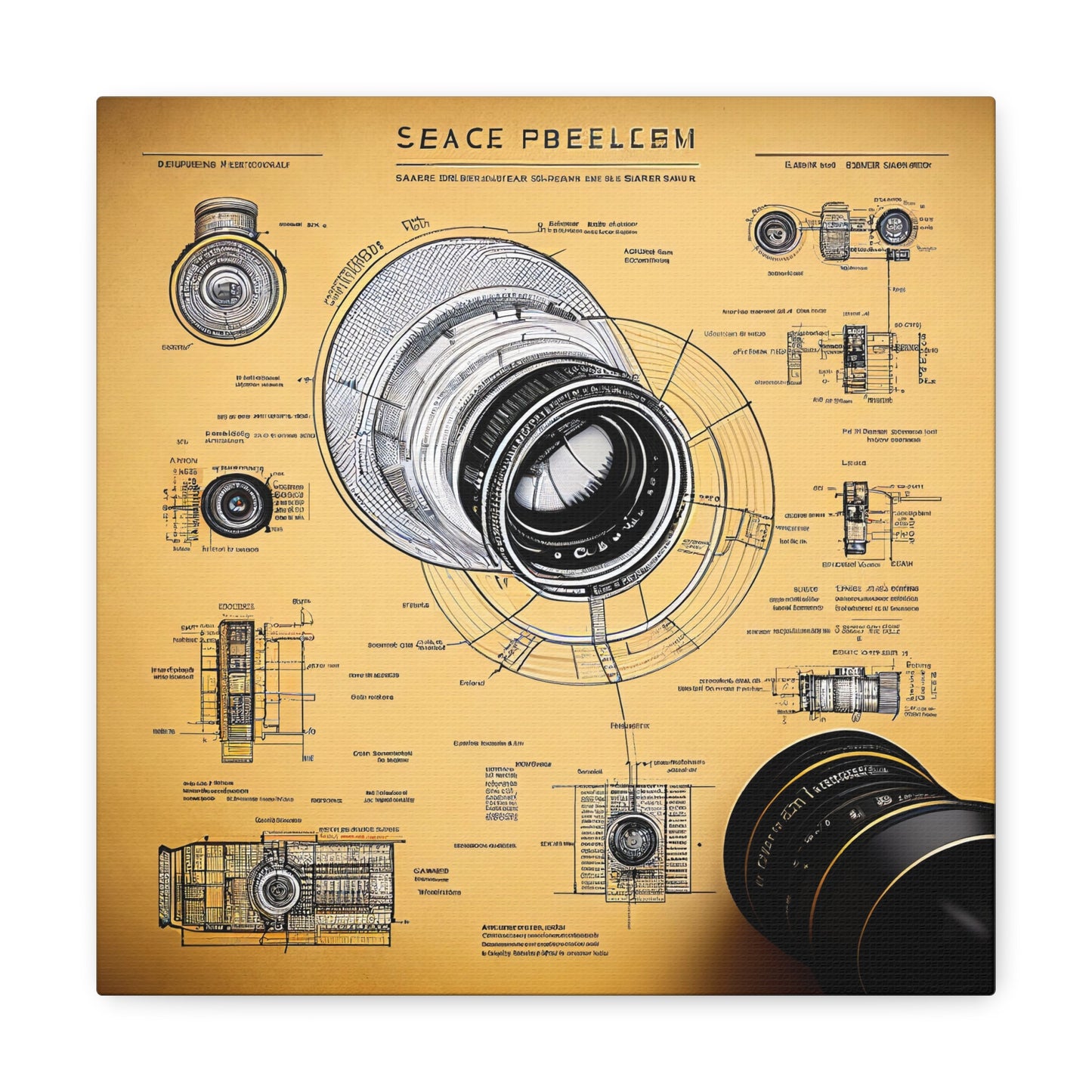 fə-ˈtä-grə-fər | Camera Aperture Technical Schematics | Canvas Gallery Wraps | AI Design Concepts | Version 2