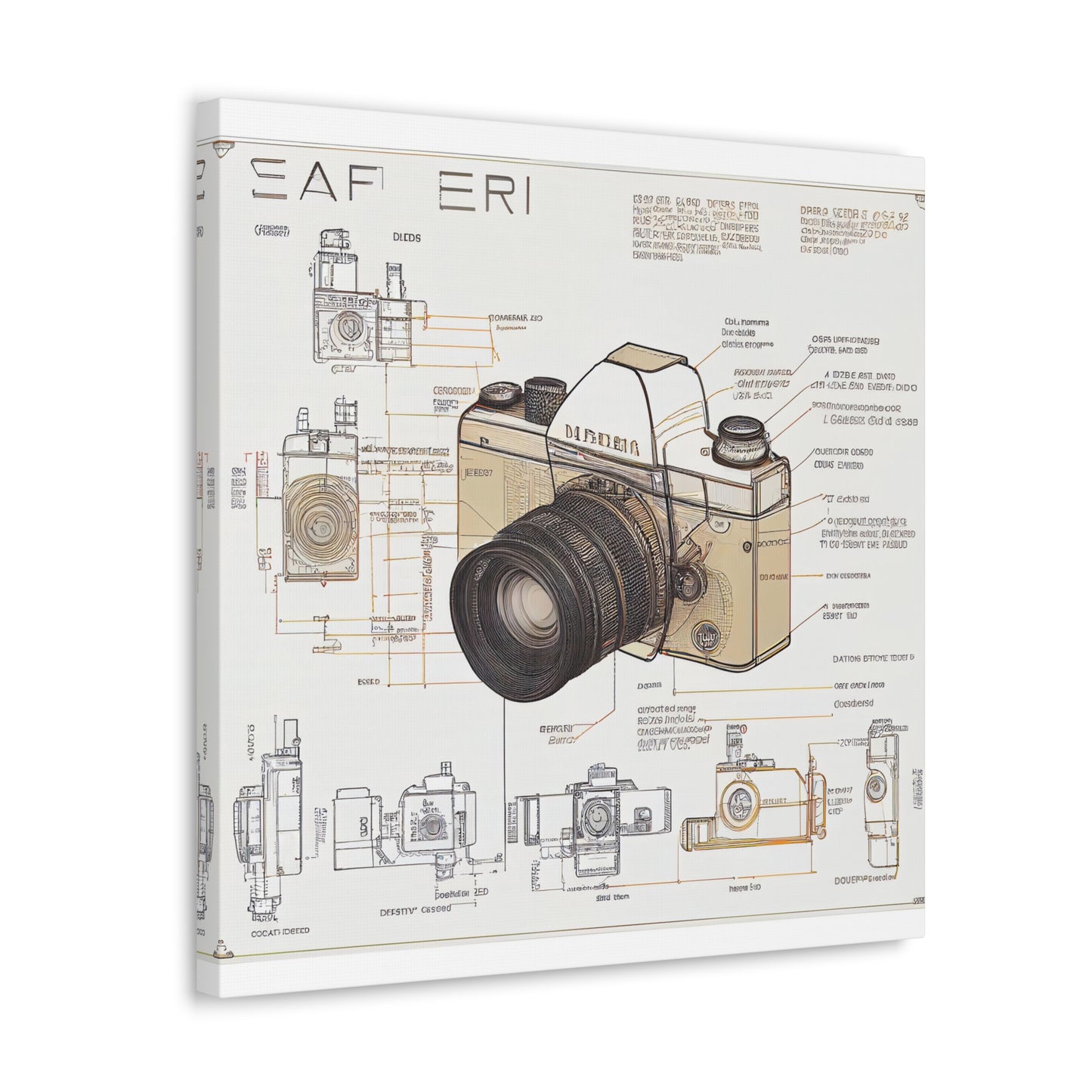 fə-ˈtä-grə-fər | Camera Aperture Technical Schematics | Canvas Gallery Wraps | AI Design Concepts | Version 12